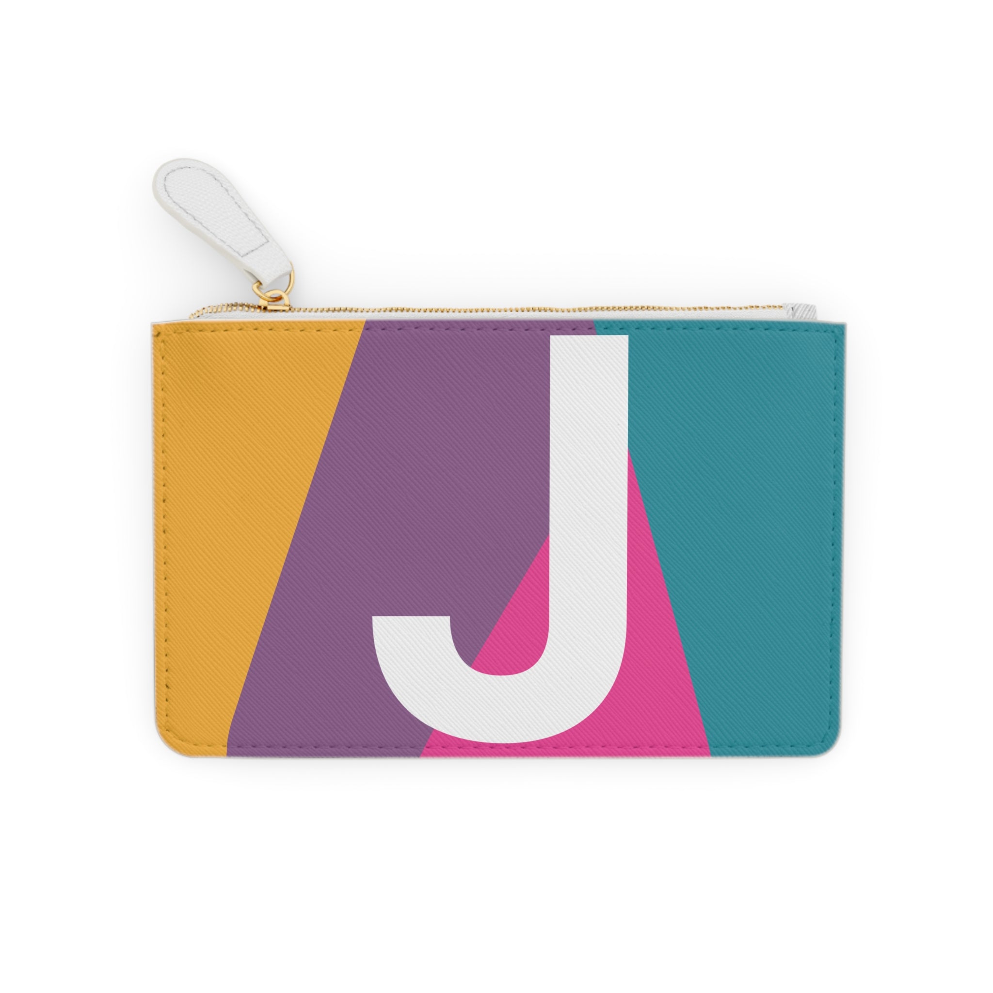 Initial J Mini Clutch — Colorblock Monogram Wristlet Wallet