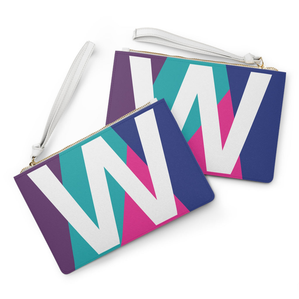 Monogram 'W' Colorblock Clutch Bag — Bold Geometric Wristlet for Everyday & Gifts