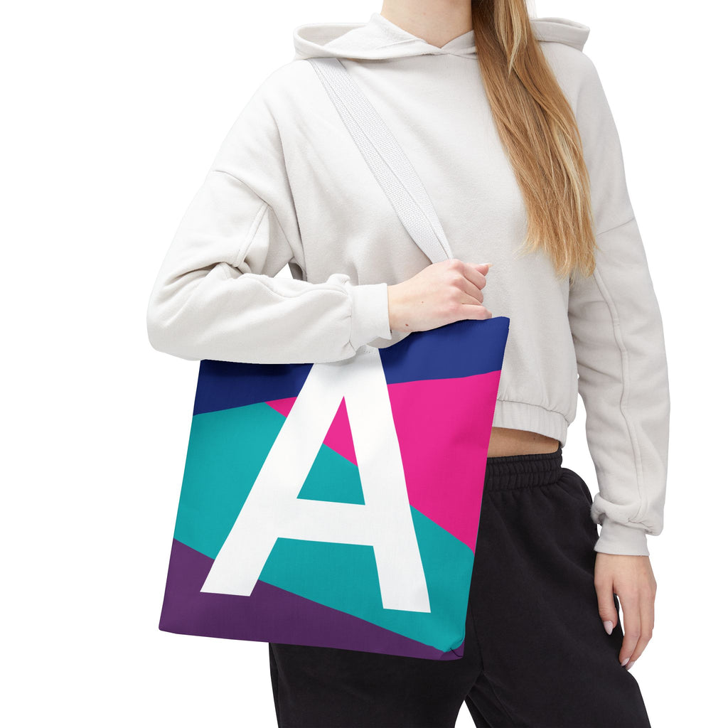 Monogram 'A' Colorblock Tote Bag — Personalized Initial A Shoulder Tote