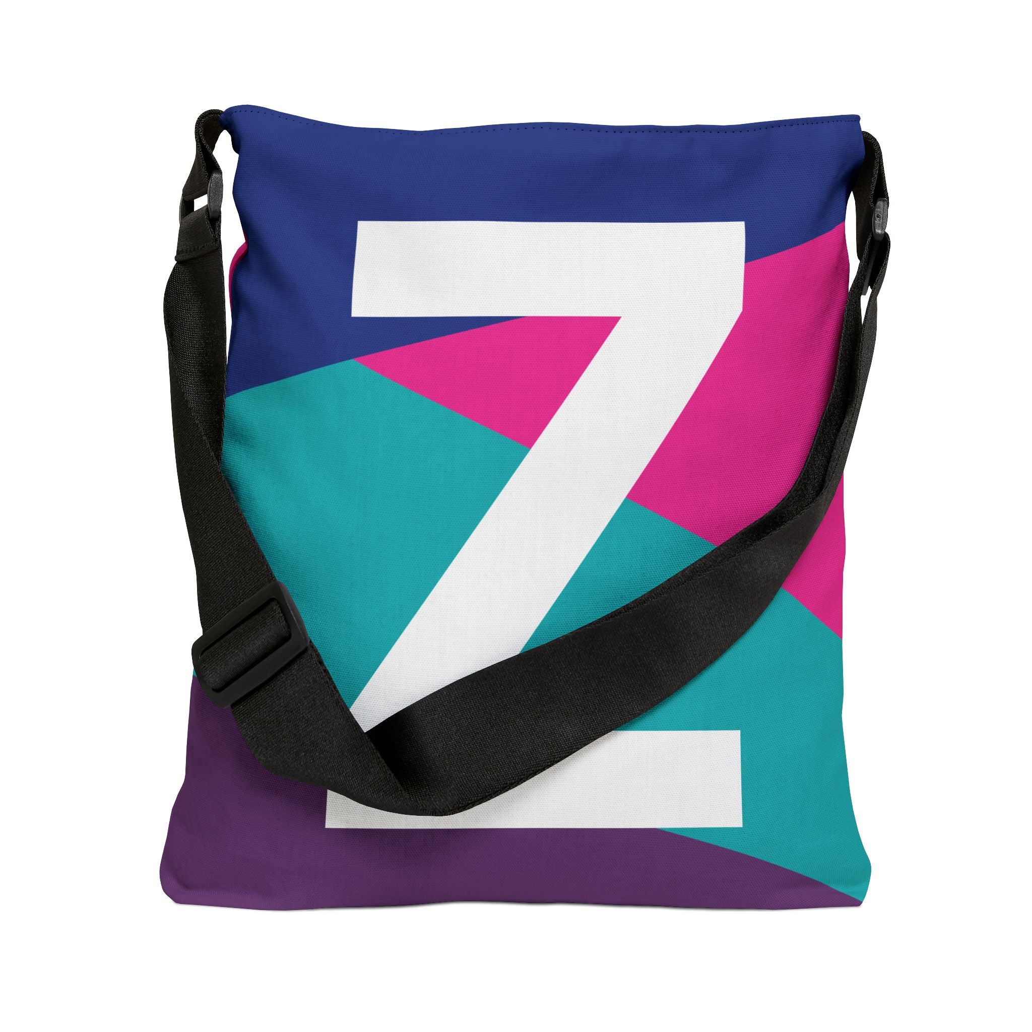 Initial Letter 'Z' Colorblock Adjustable Tote Bag — Monogram Alphabet Shoulder Bag