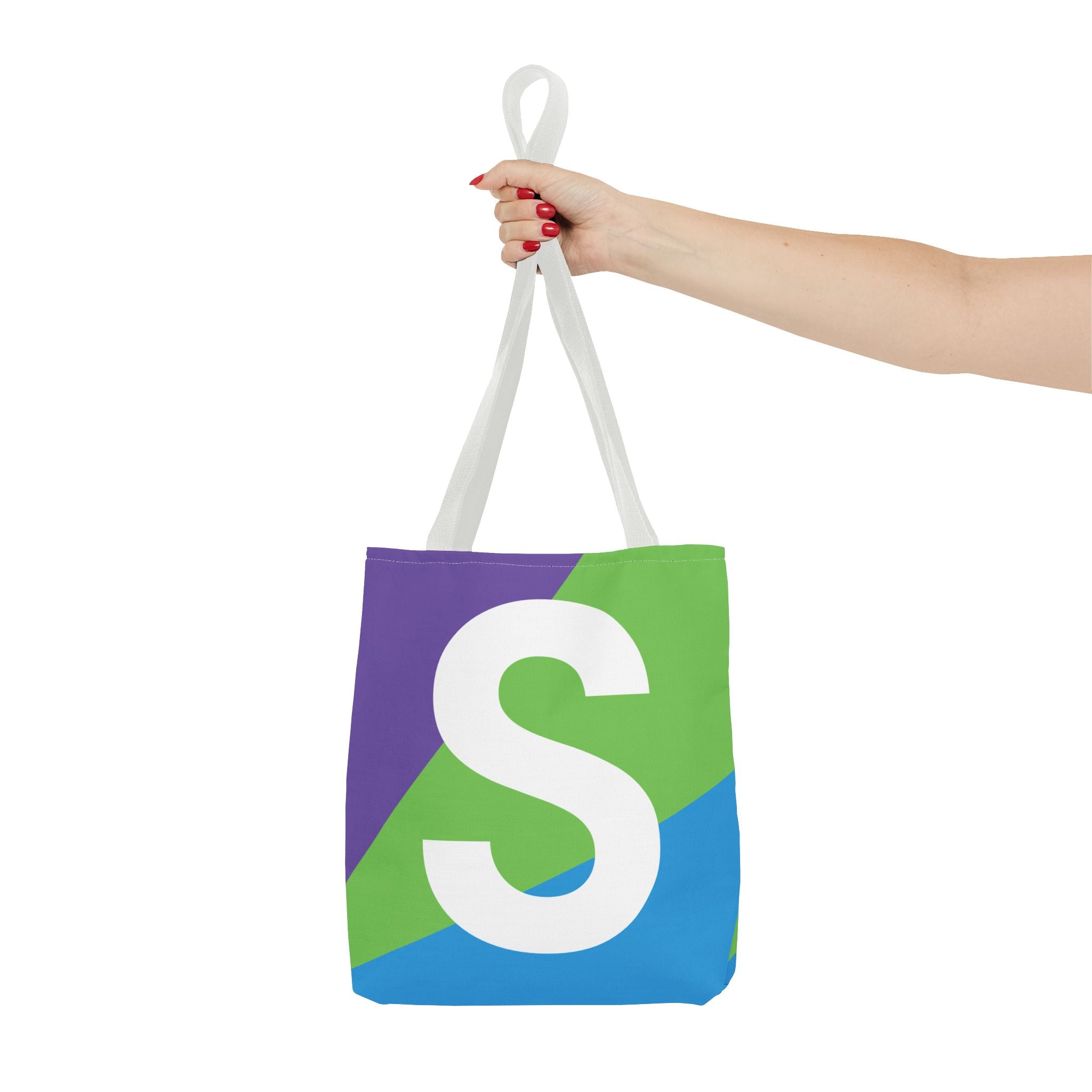 Monogram 'S' Colorblock Tote Bag — Personalized Initial S Shoulder Tote