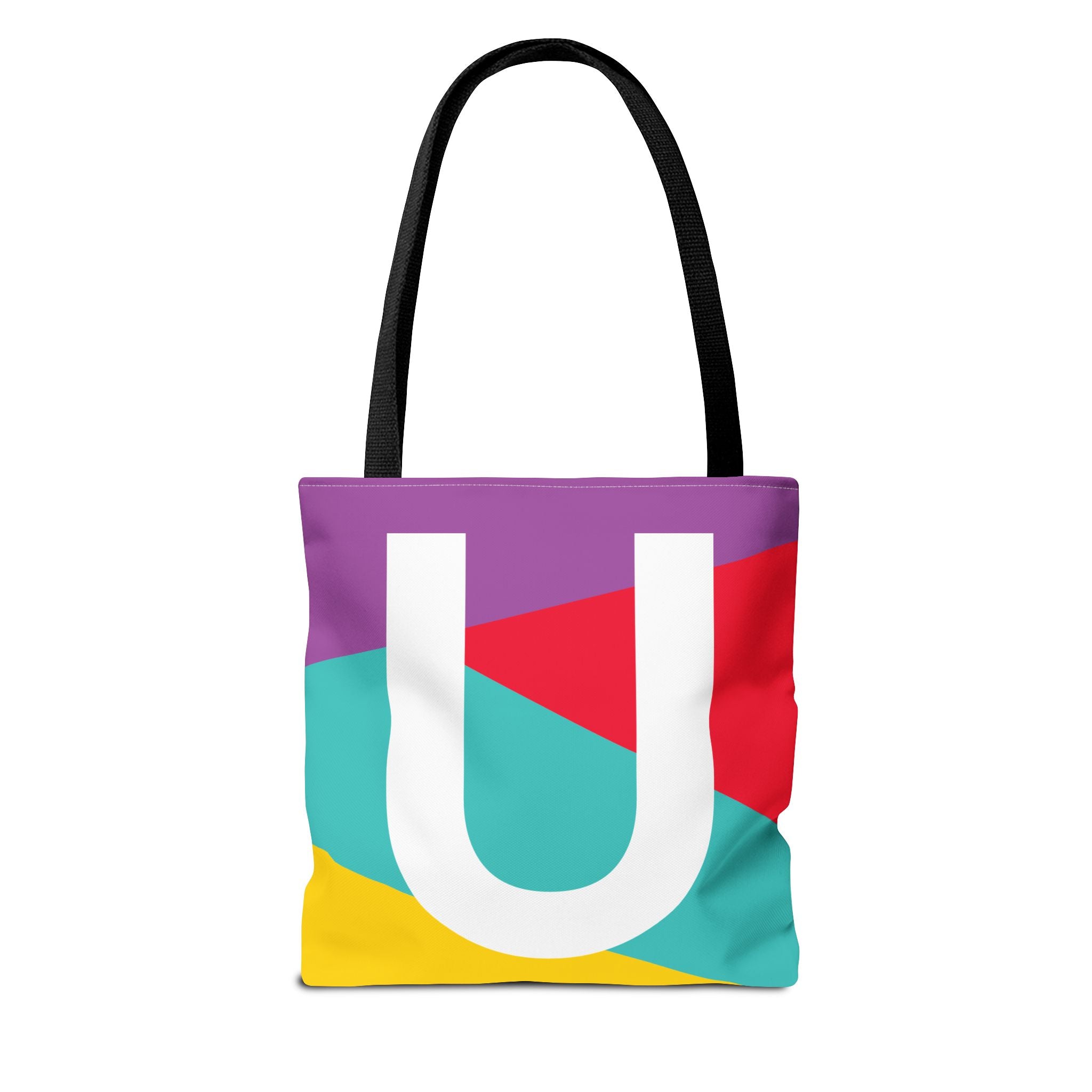 Monogram 'U' Colorblock Tote Bag — Personalized Initial U Shoulder Tote