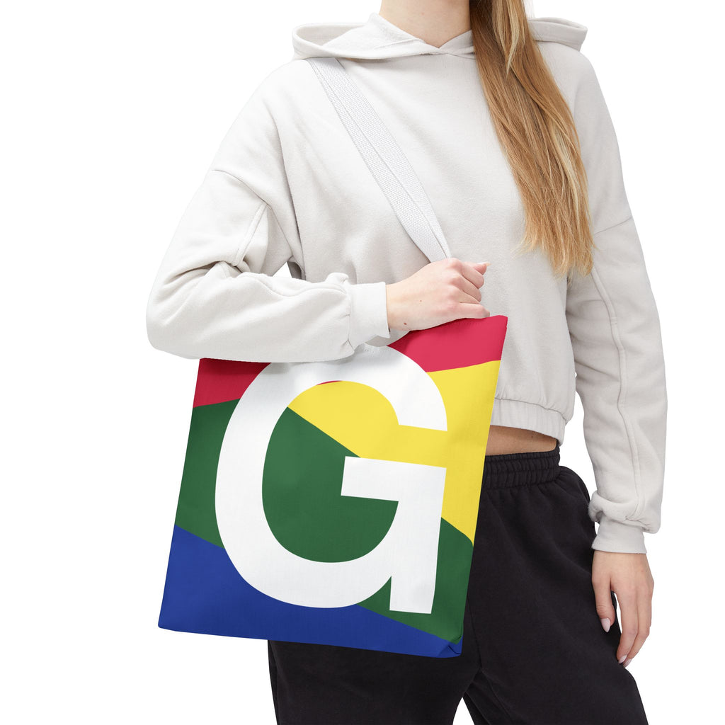 Monogram 'G' Colorblock Tote Bag — Personalized Initial G Shoulder Tote