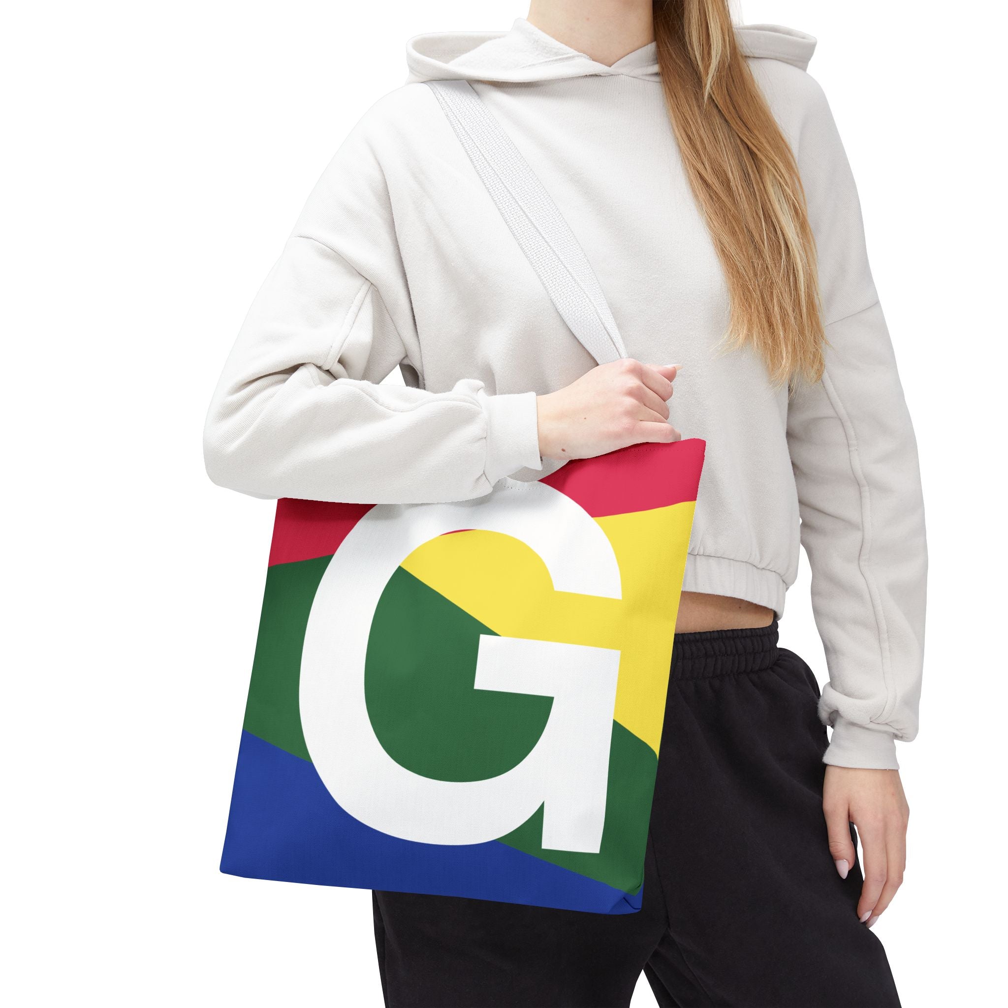 Monogram 'G' Colorblock Tote Bag — Personalized Initial G Shoulder Tote