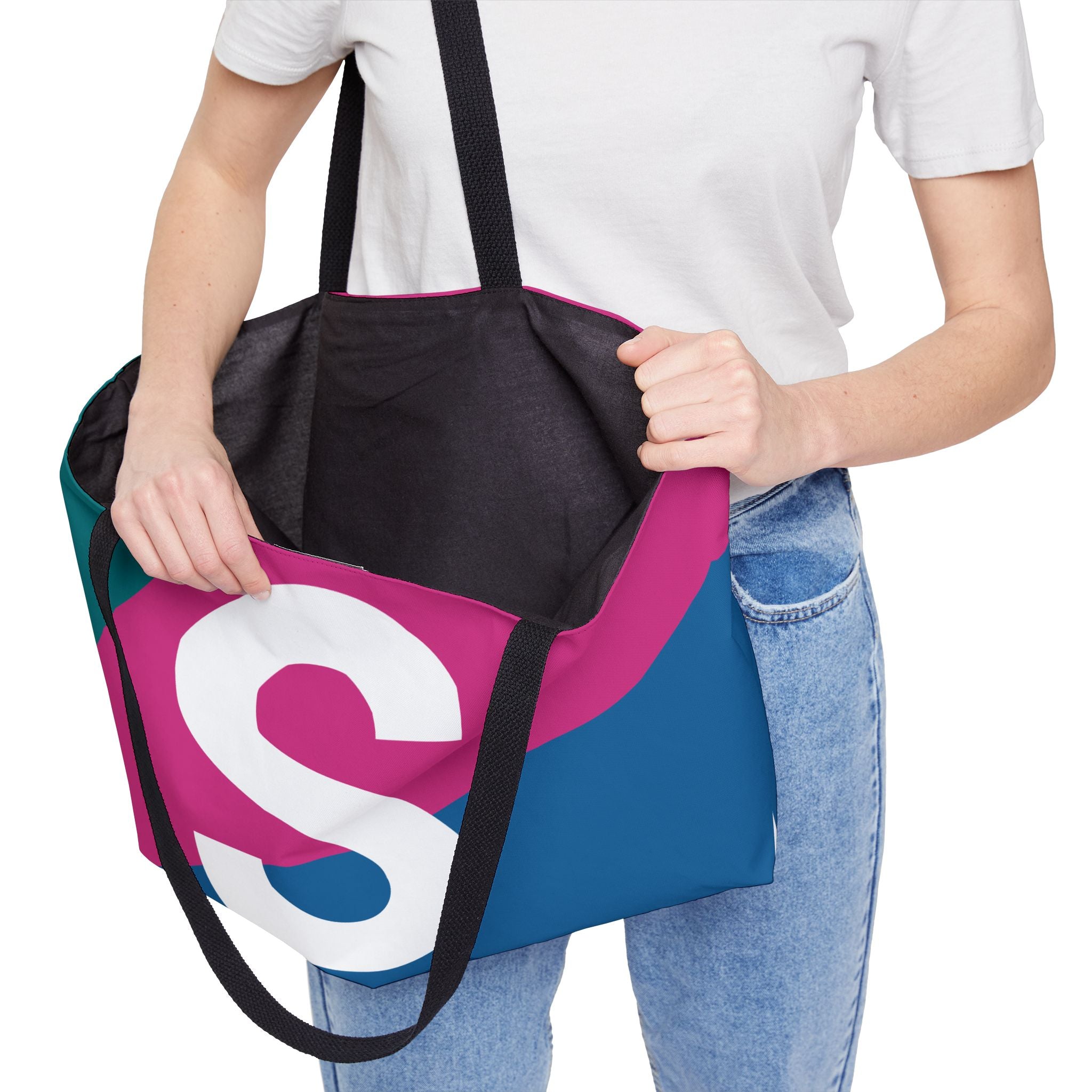 Personalized 'S' Colorblock Tote Bag — Monogram Weekender Tote