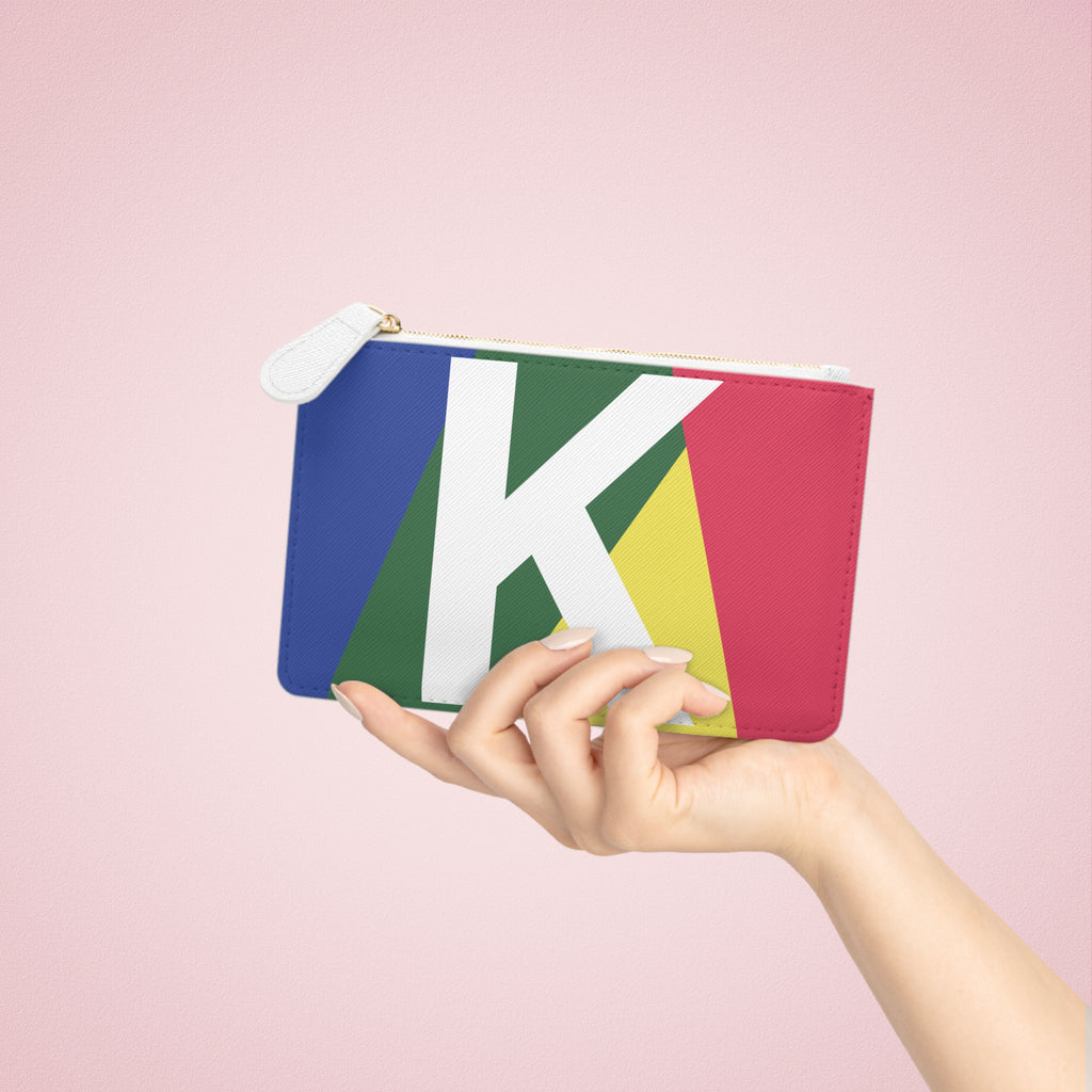 Initial K Mini Clutch — Colorblock Monogram Wristlet Wallet