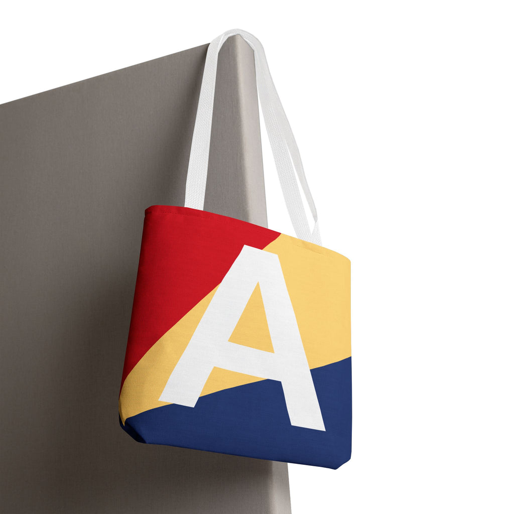 Monogram 'A' Colorblock Tote Bag — Personalized Initial A Shoulder Tote