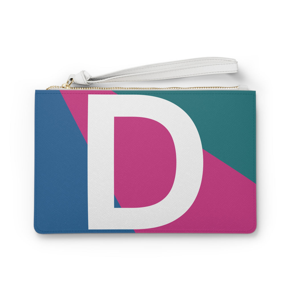 Monogram 'D' Colorblock Clutch Bag — Bold Geometric Wristlet for Everyday & Gifts