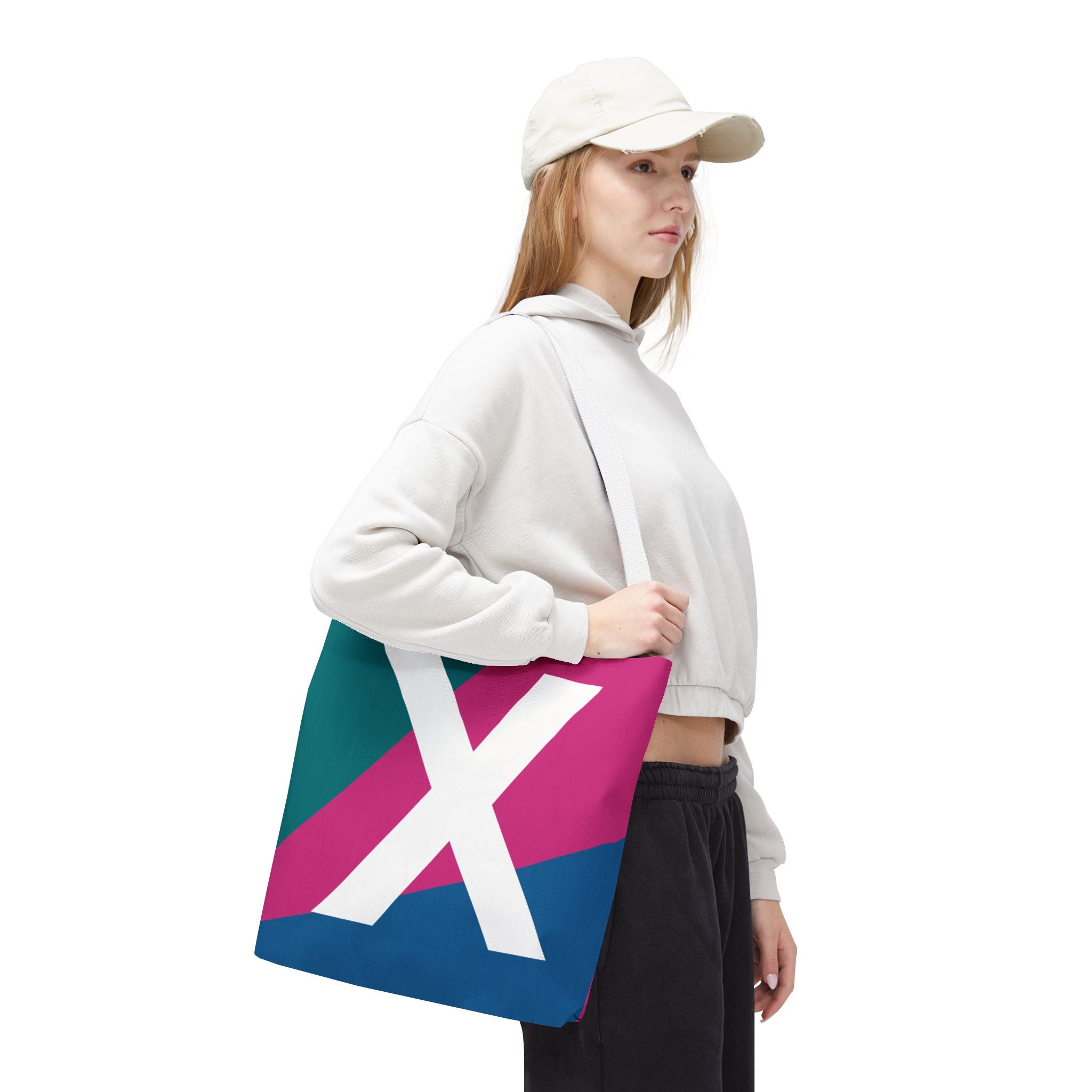 Monogram 'X' Colorblock Tote Bag — Personalized Initial X Shoulder Tote