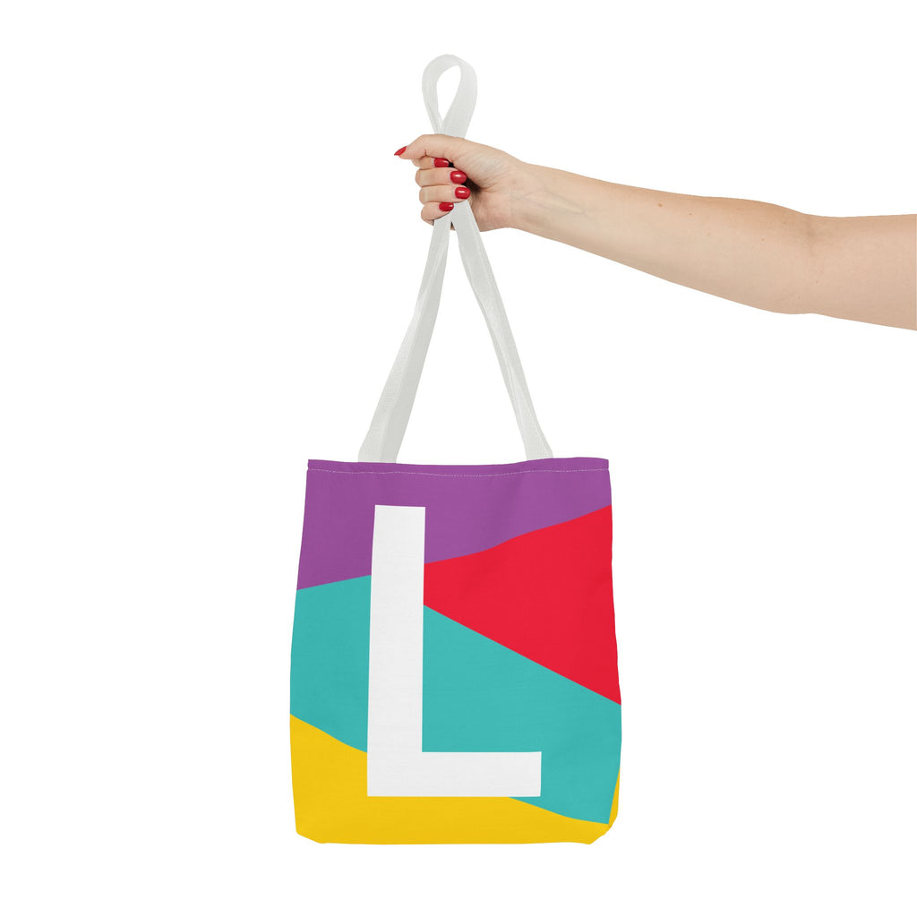 Monogram 'L' Colorblock Tote Bag — Personalized Initial L Shoulder Tote