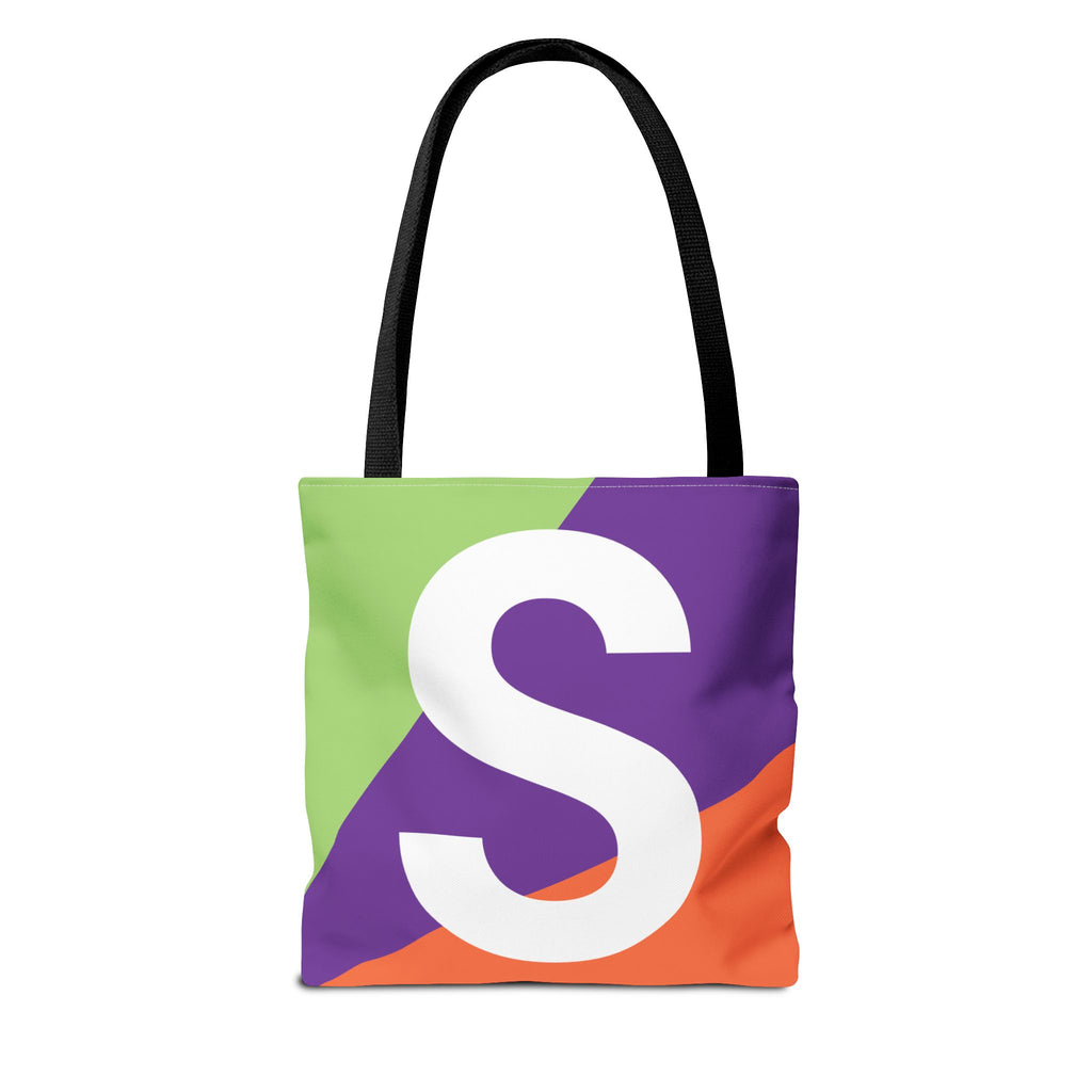 Monogram 'S' Colorblock Tote Bag — Personalized Initial S Shoulder Tote