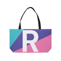 Personalized 'R' Colorblock Tote Bag — Monogram Weekender Tote