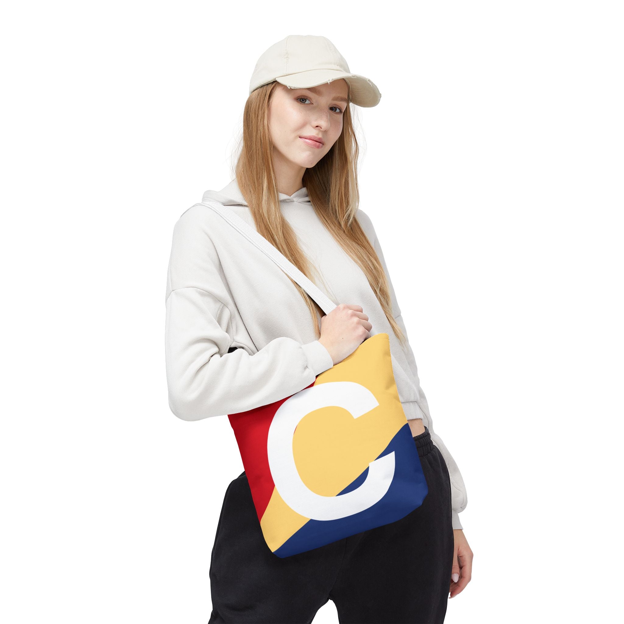 Monogram 'C' Colorblock Tote Bag — Personalized Initial C Shoulder Tote
