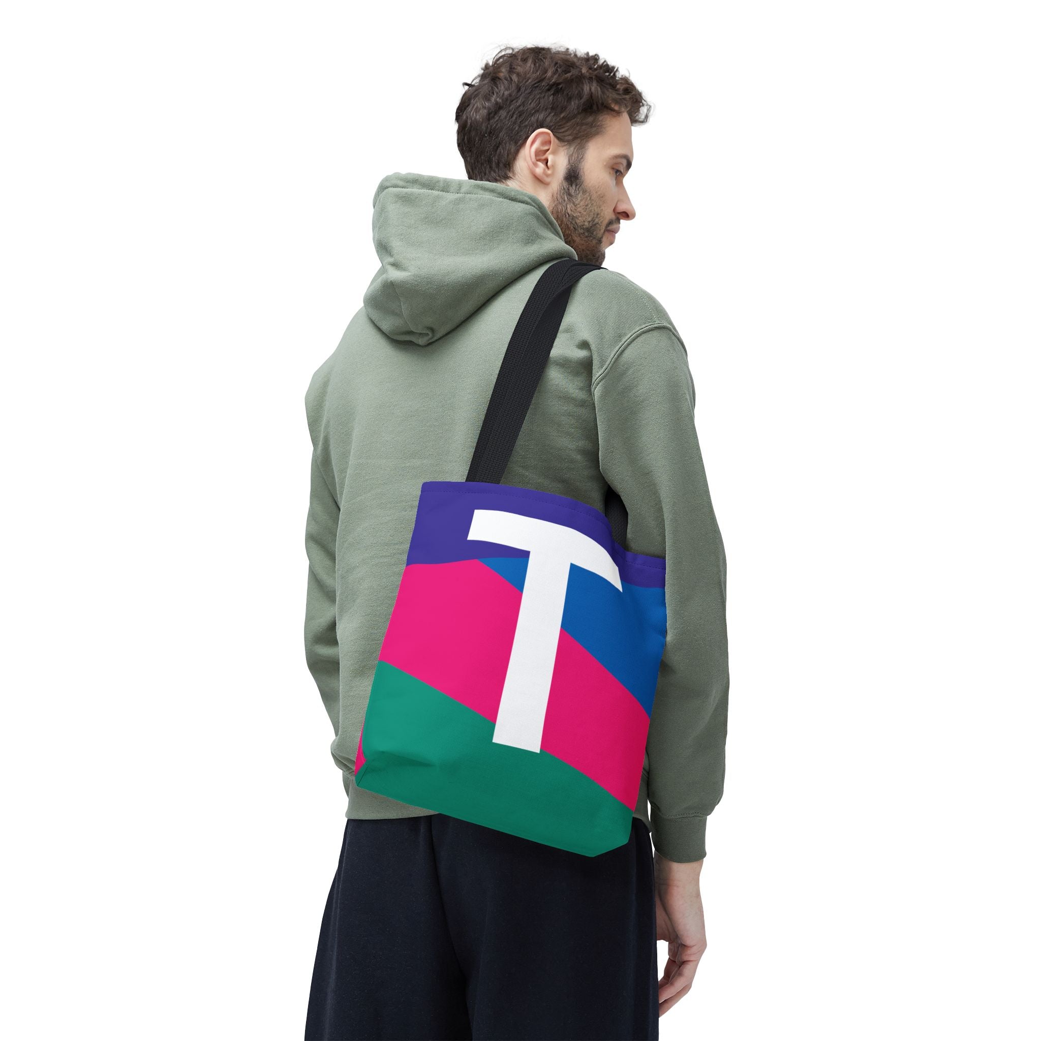 Monogram 'T' Colorblock Tote Bag — Personalized Initial T Shoulder Tote