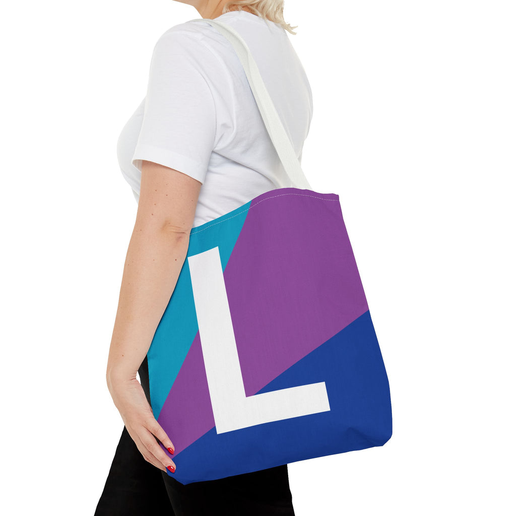Monogram 'L' Colorblock Tote Bag — Personalized Initial L Shoulder Tote