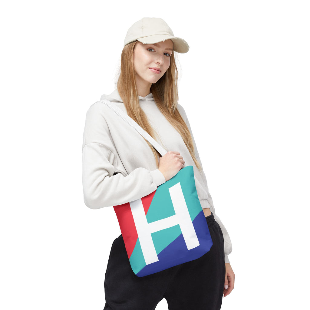 Monogram 'H' Colorblock Tote Bag — Personalized Initial H Shoulder Tote