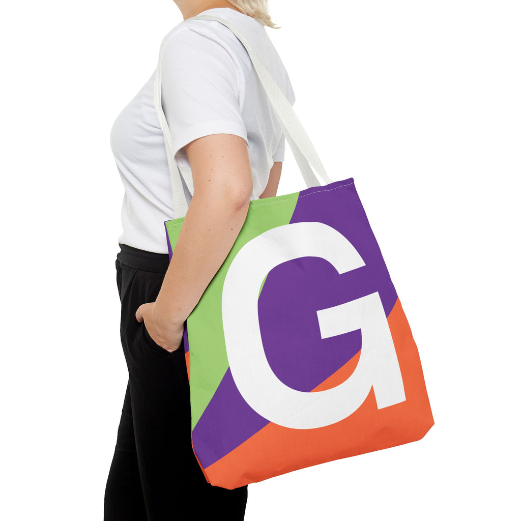 Monogram 'G' Colorblock Tote Bag — Personalized Initial G Shoulder Tote