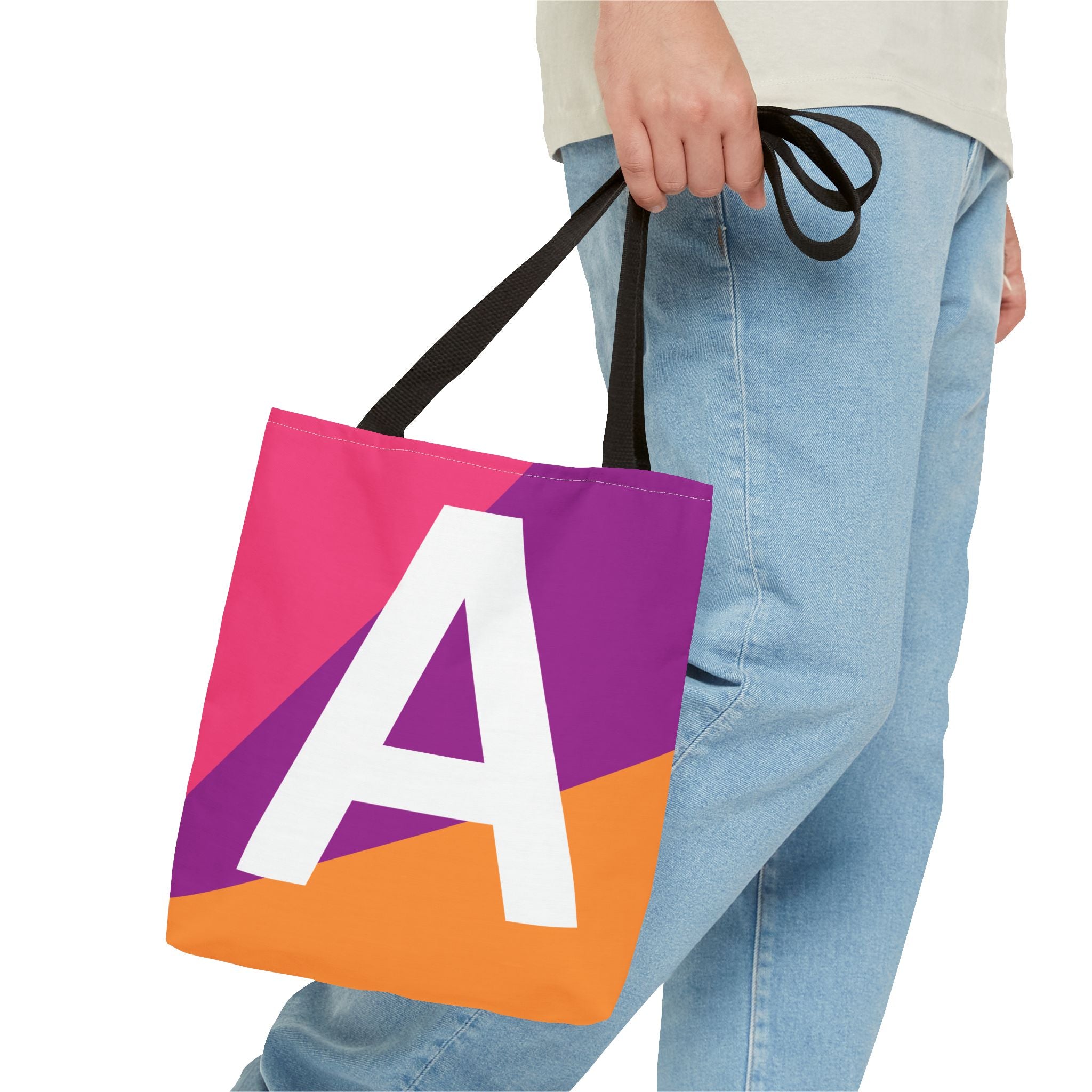 Monogram 'A' Colorblock Tote Bag — Personalized Initial A Shoulder Tote