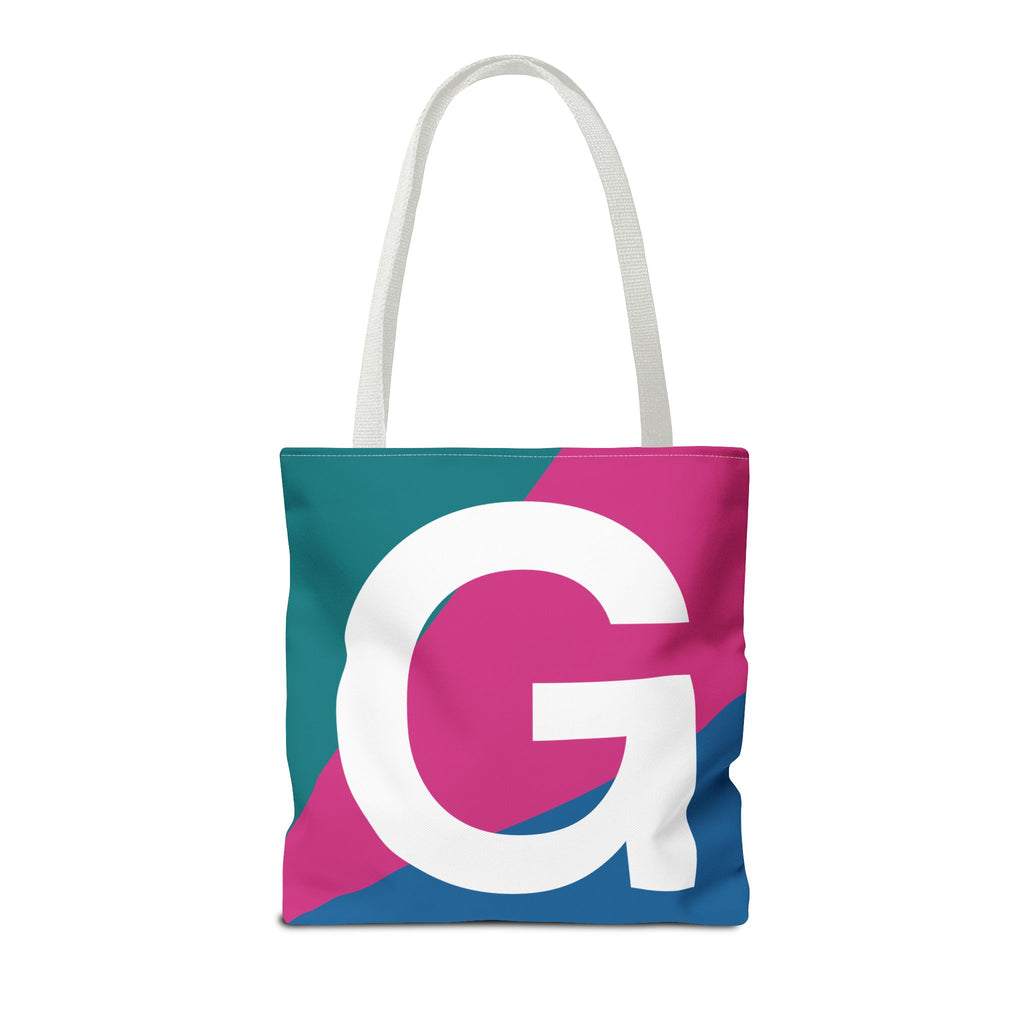 Monogram 'G' Colorblock Tote Bag — Personalized Initial G Shoulder Tote