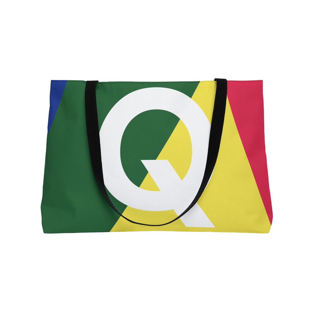 Personalized 'Q' Colorblock Tote Bag — Monogram Weekender Tote