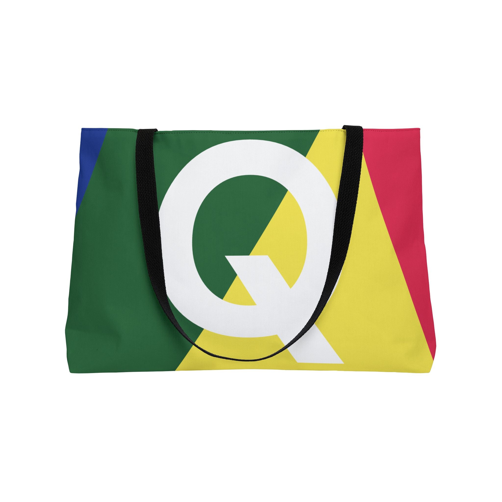 Personalized 'Q' Colorblock Tote Bag — Monogram Weekender Tote