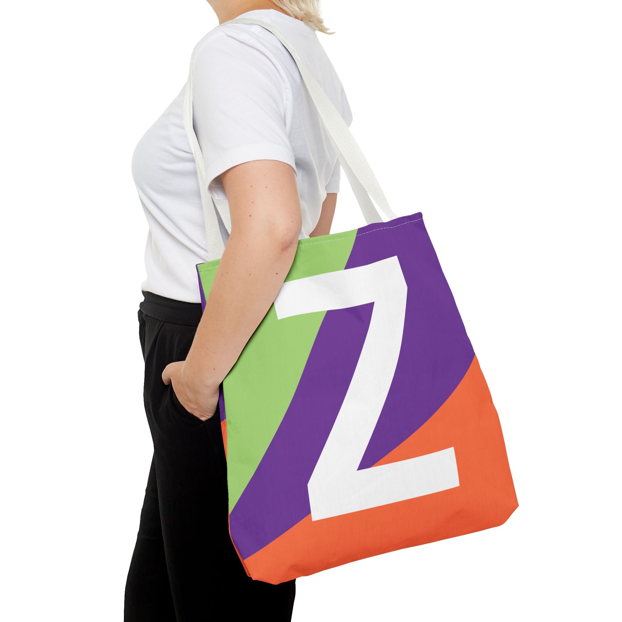 Monogram 'Z' Colorblock Tote Bag — Personalized Initial Z Shoulder Tote