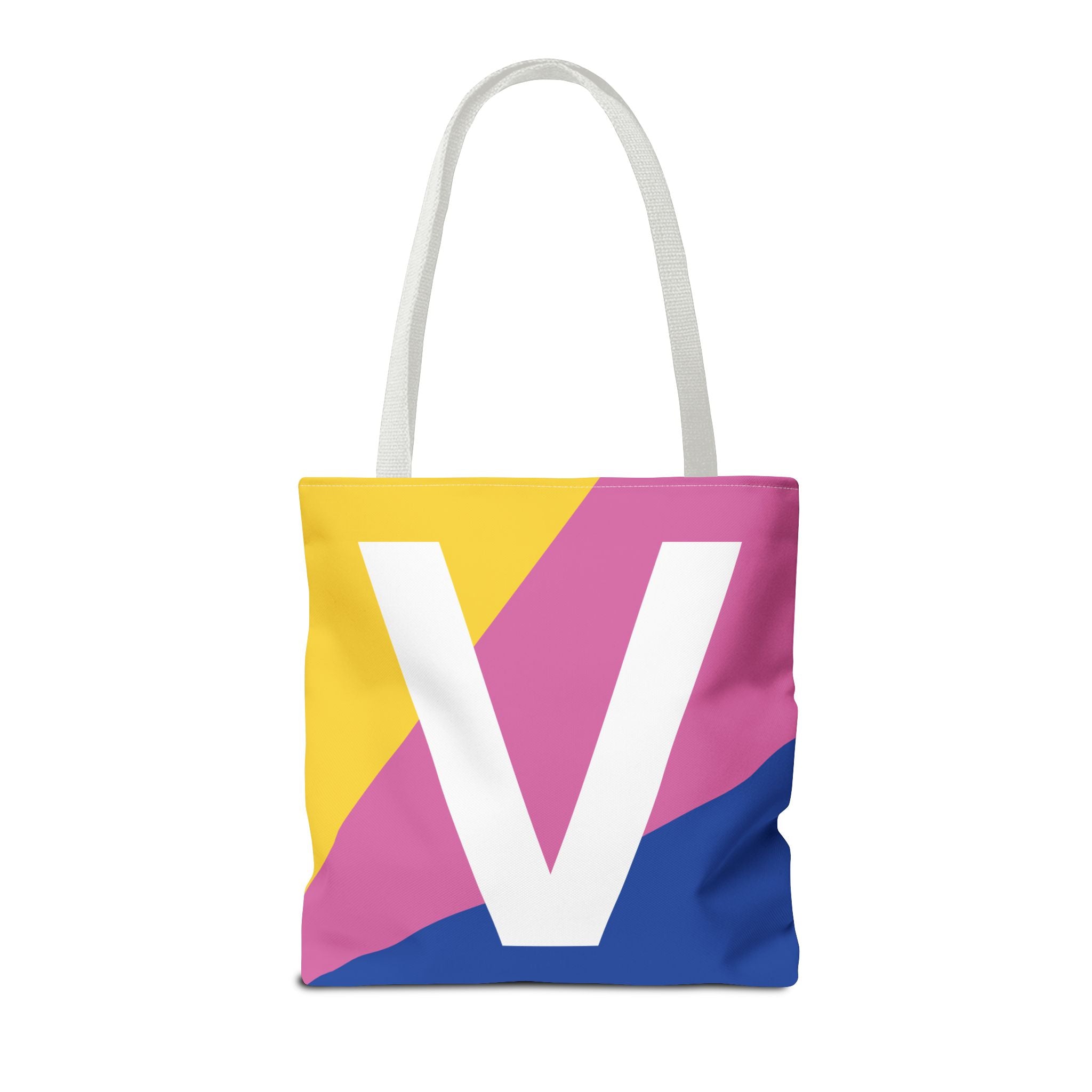 Monogram 'V' Colorblock Tote Bag — Personalized Initial V Shoulder Tote