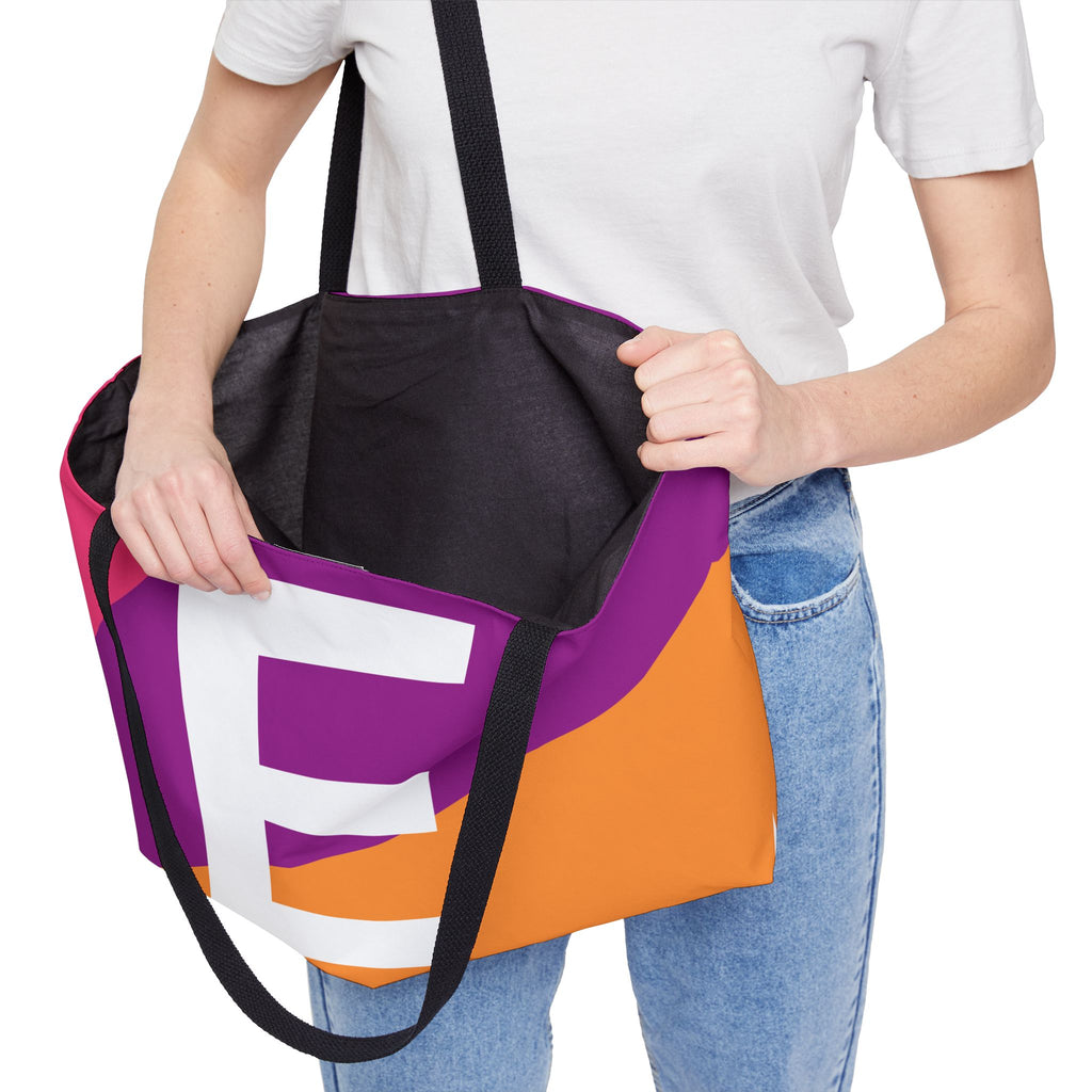 Personalized 'E' Colorblock Tote Bag — Monogram Weekender Tote