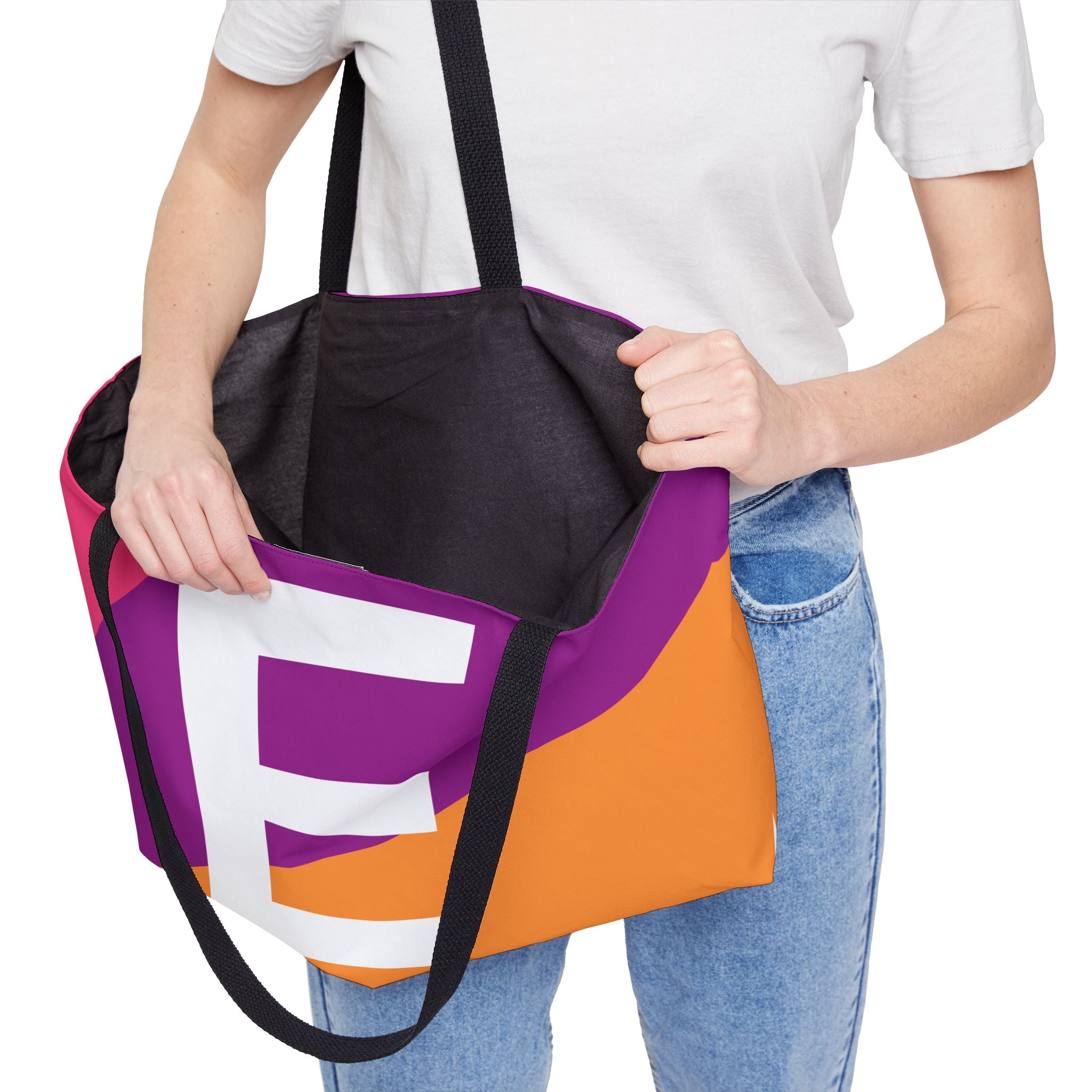 Personalized 'E' Colorblock Tote Bag — Monogram Weekender Tote