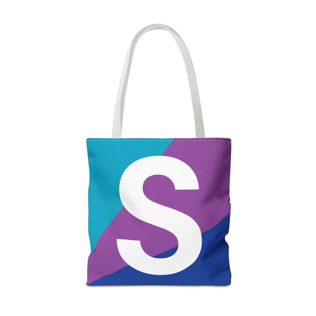 Monogram 'S' Colorblock Tote Bag — Personalized Initial S Shoulder Tote
