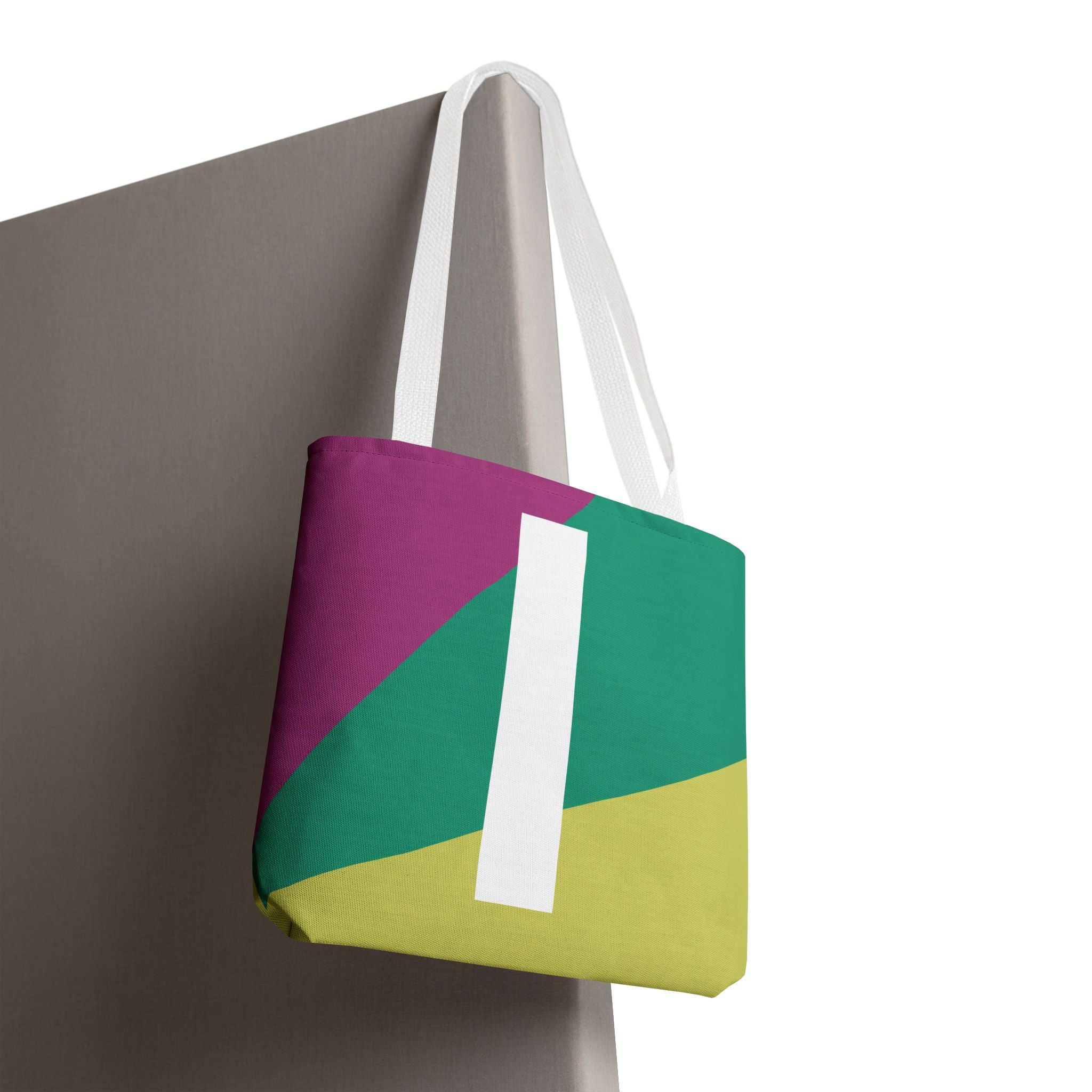 Monogram 'I' Colorblock Tote Bag — Personalized Initial I Shoulder Tote
