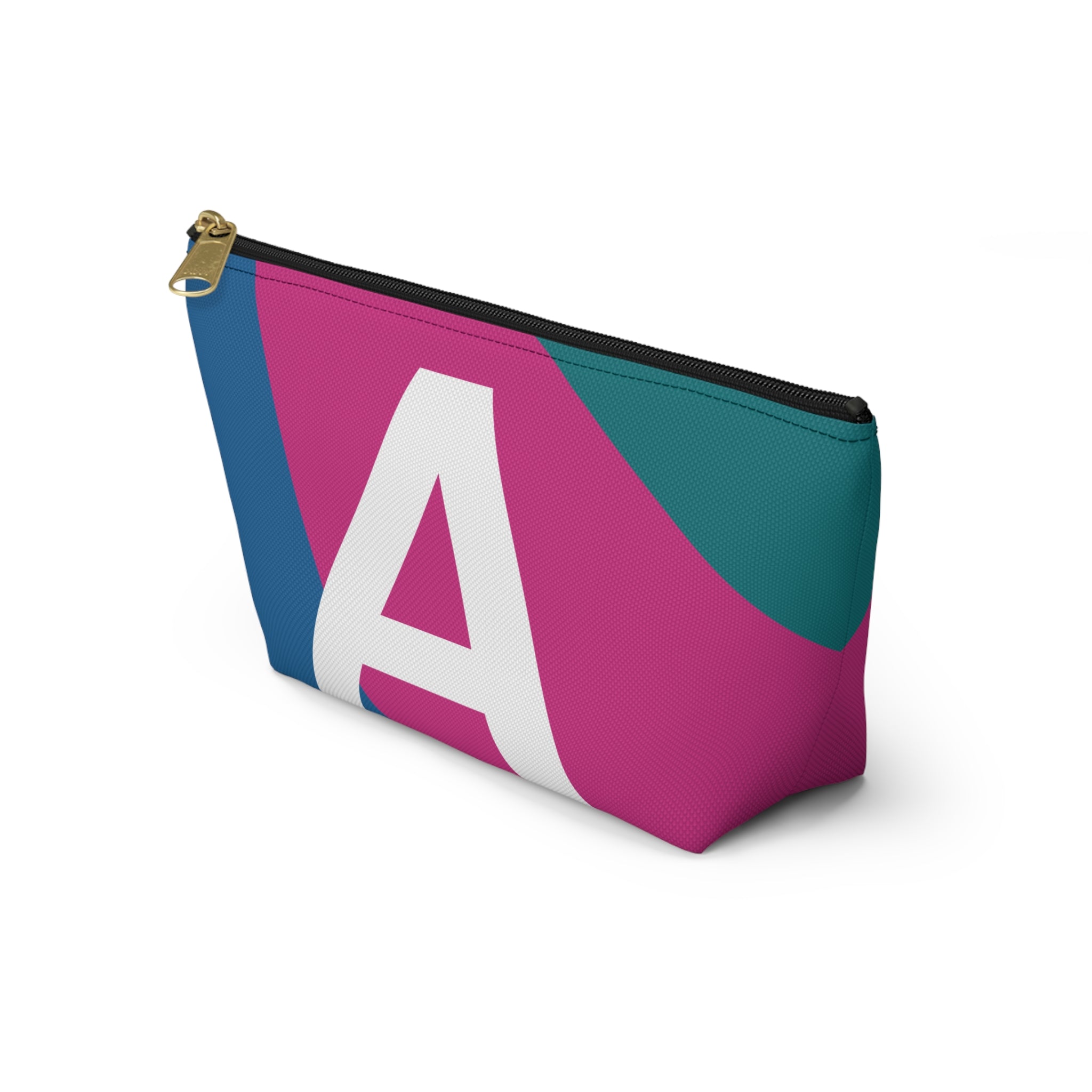 Initials Colorblock Accessory Pouch — Monogram A T-Bottom Cosmetic Bag
