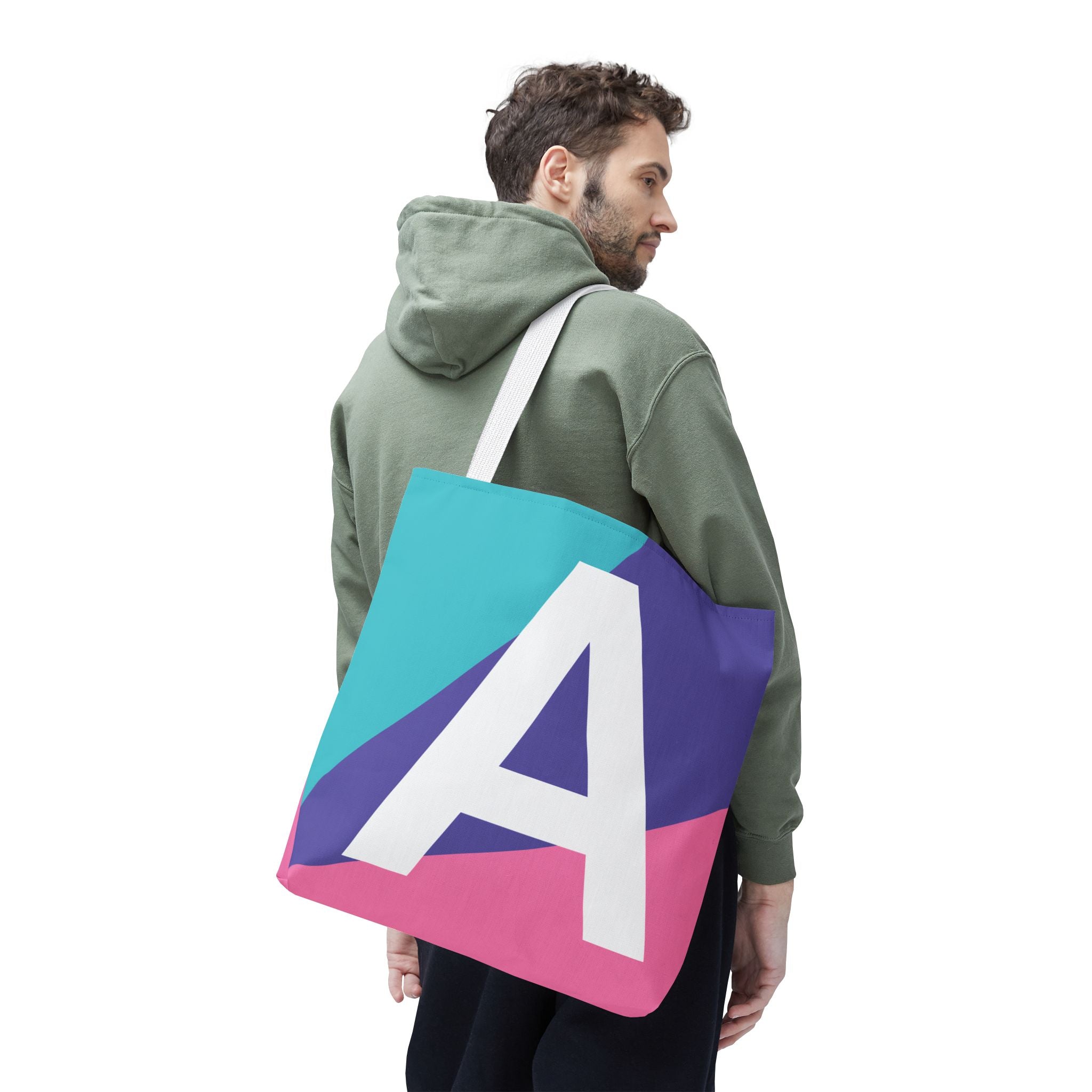 Monogram 'A' Colorblock Tote Bag — Personalized Initial A Shoulder Tote