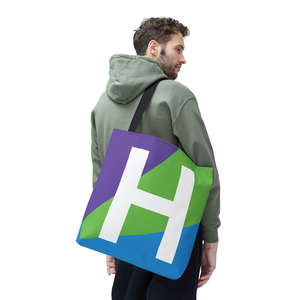 Monogram 'H' Colorblock Tote Bag — Personalized Initial H Shoulder Tote
