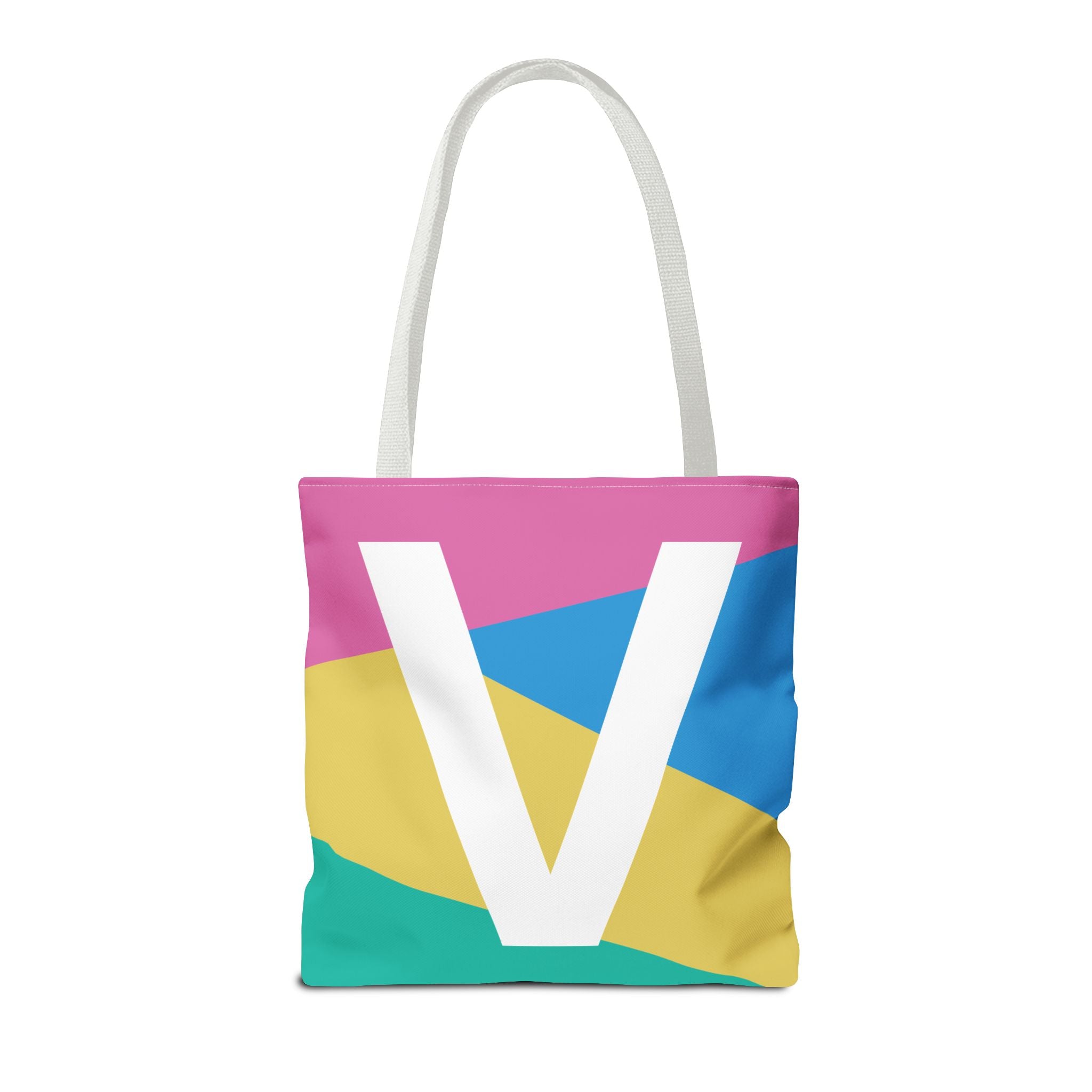 Monogram 'V' Colorblock Tote Bag — Personalized Initial V Shoulder Tote