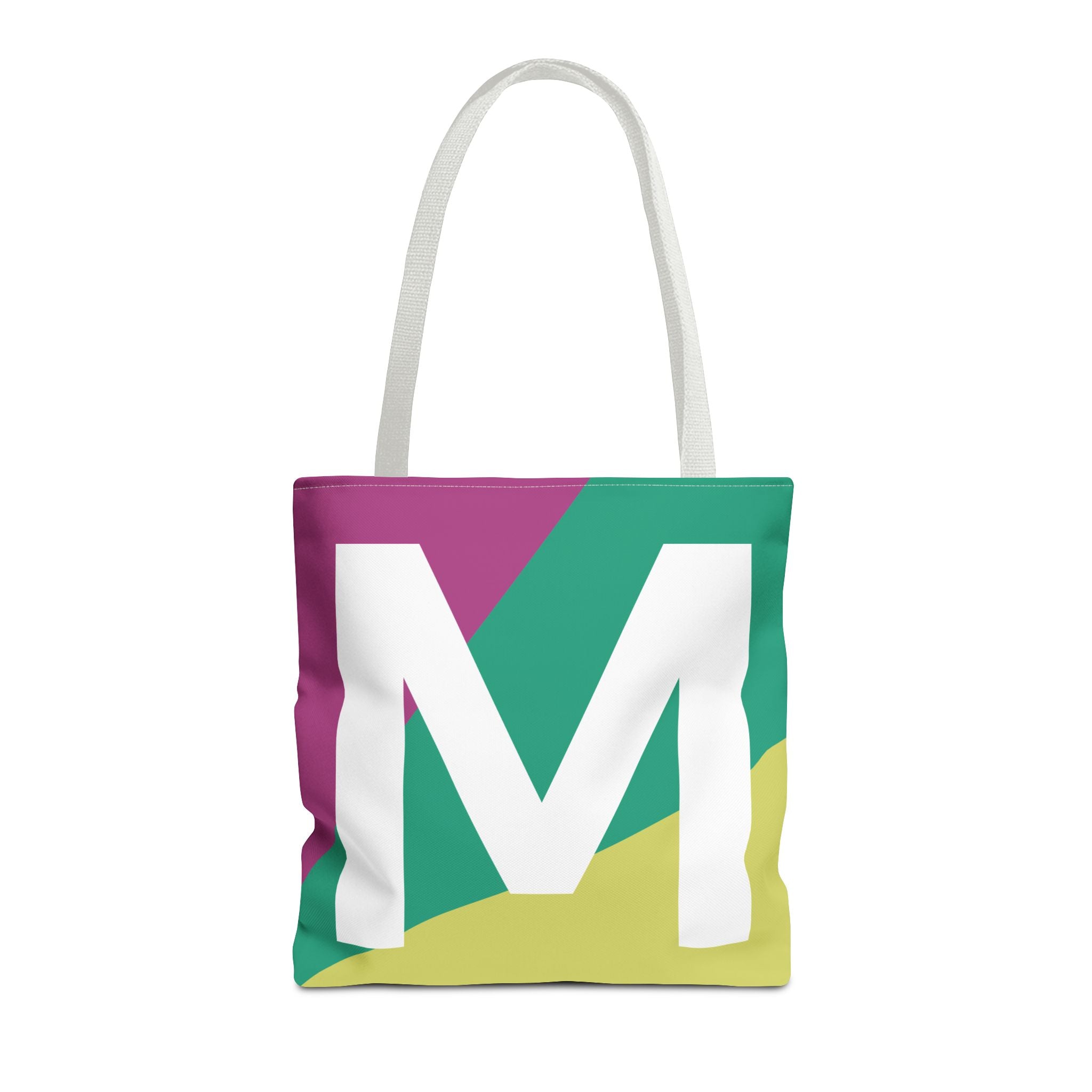 Monogram 'M' Colorblock Tote Bag — Personalized Initial M Shoulder Tote