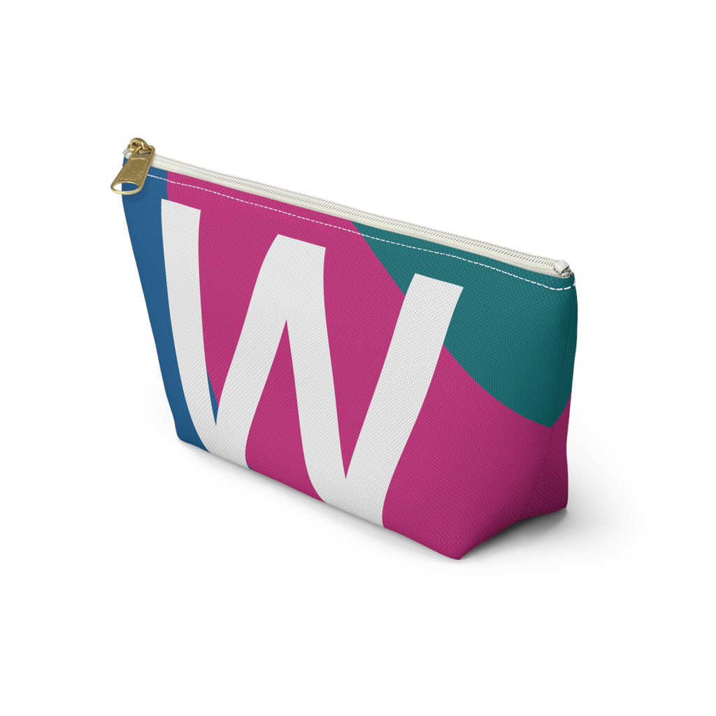 Initials Colorblock Accessory Pouch — Monogram W T-Bottom Cosmetic Bag