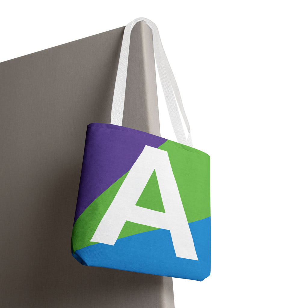Monogram 'A' Colorblock Tote Bag — Personalized Initial A Shoulder Tote