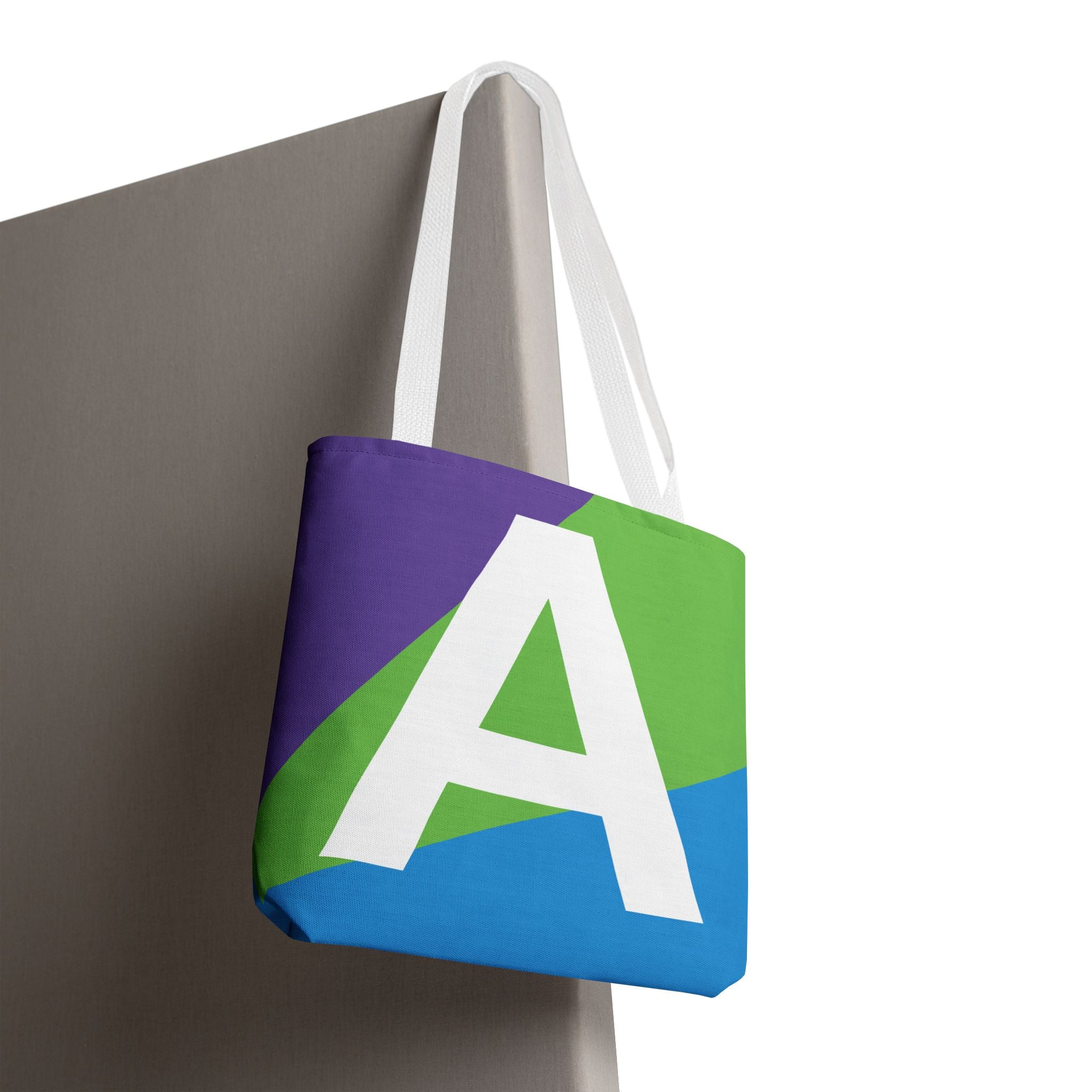 Monogram 'A' Colorblock Tote Bag — Personalized Initial A Shoulder Tote