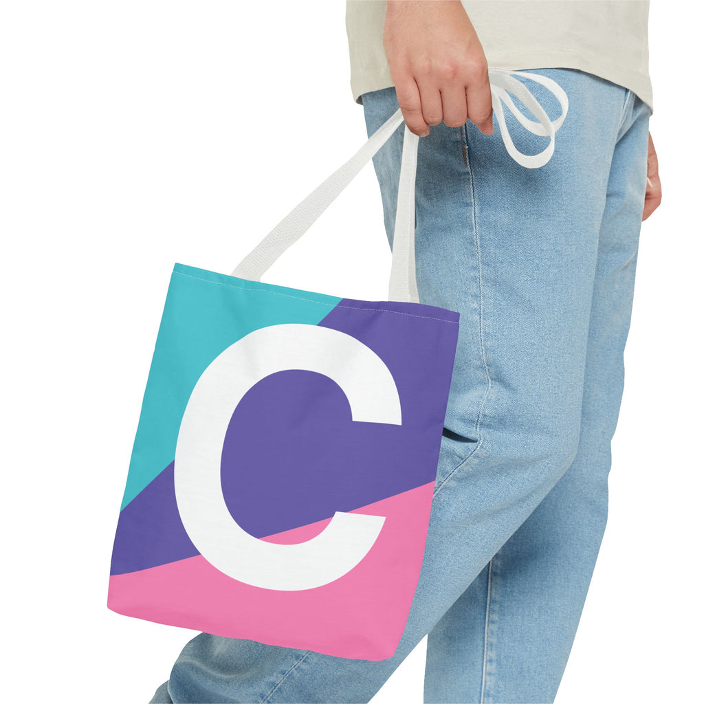 Monogram 'C' Colorblock Tote Bag — Personalized Initial C Shoulder Tote