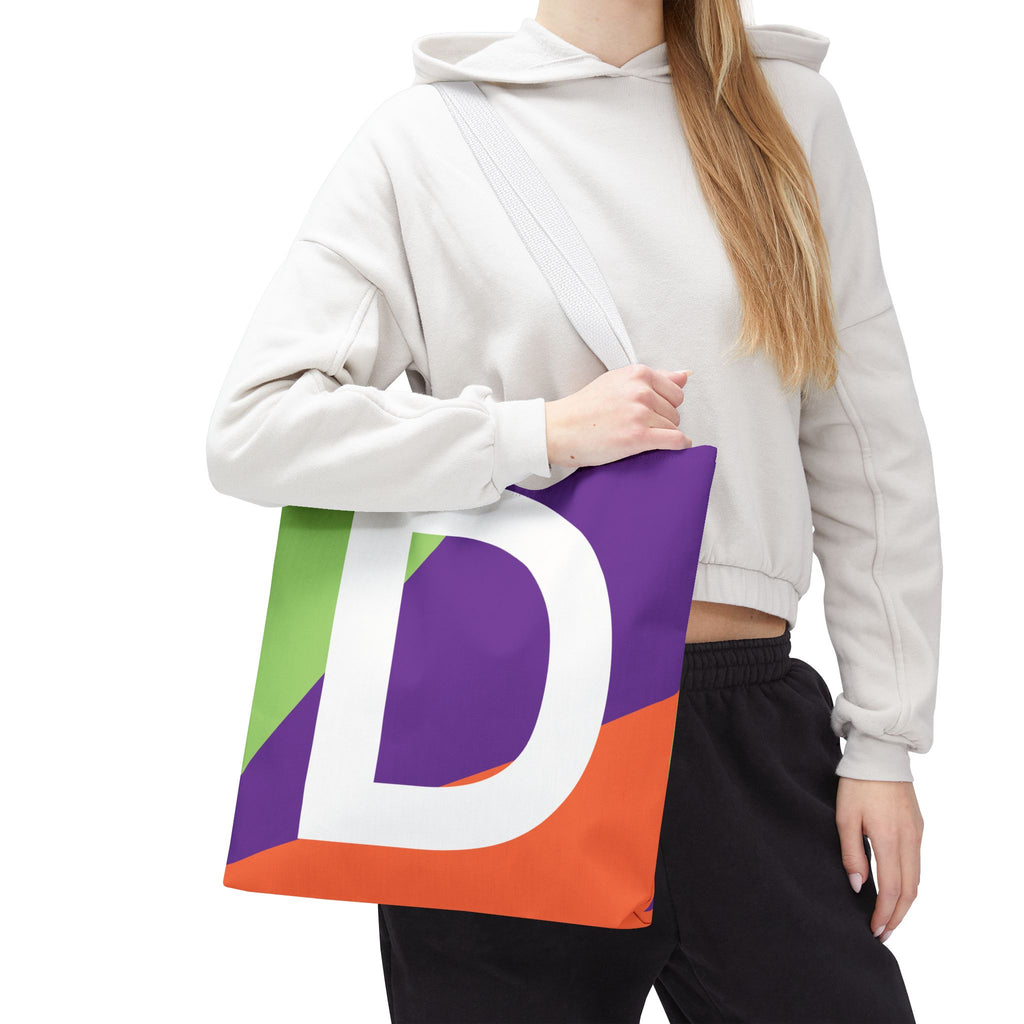 Monogram 'D' Colorblock Tote Bag — Personalized Initial D Shoulder Tote