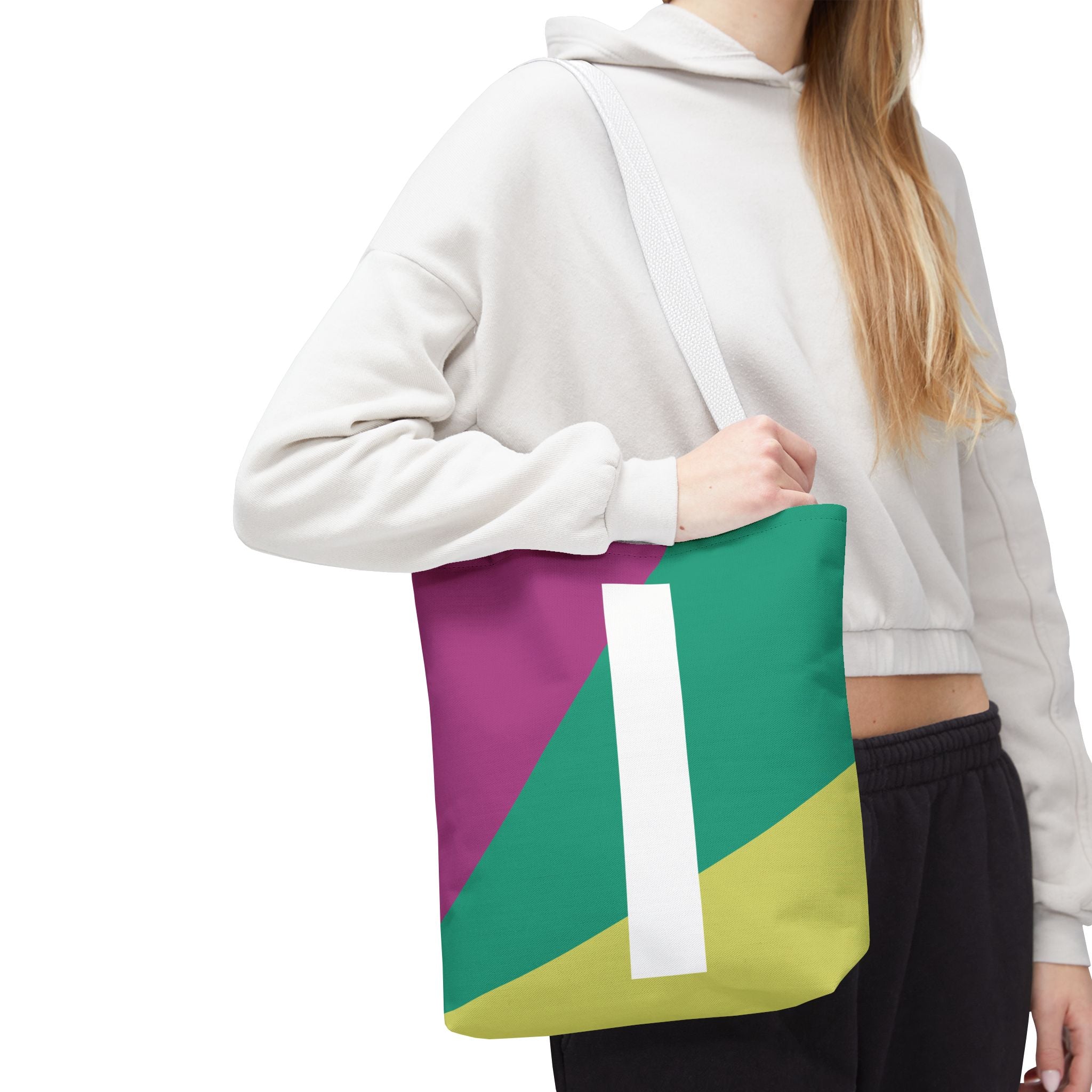 Monogram 'I' Colorblock Tote Bag — Personalized Initial I Shoulder Tote
