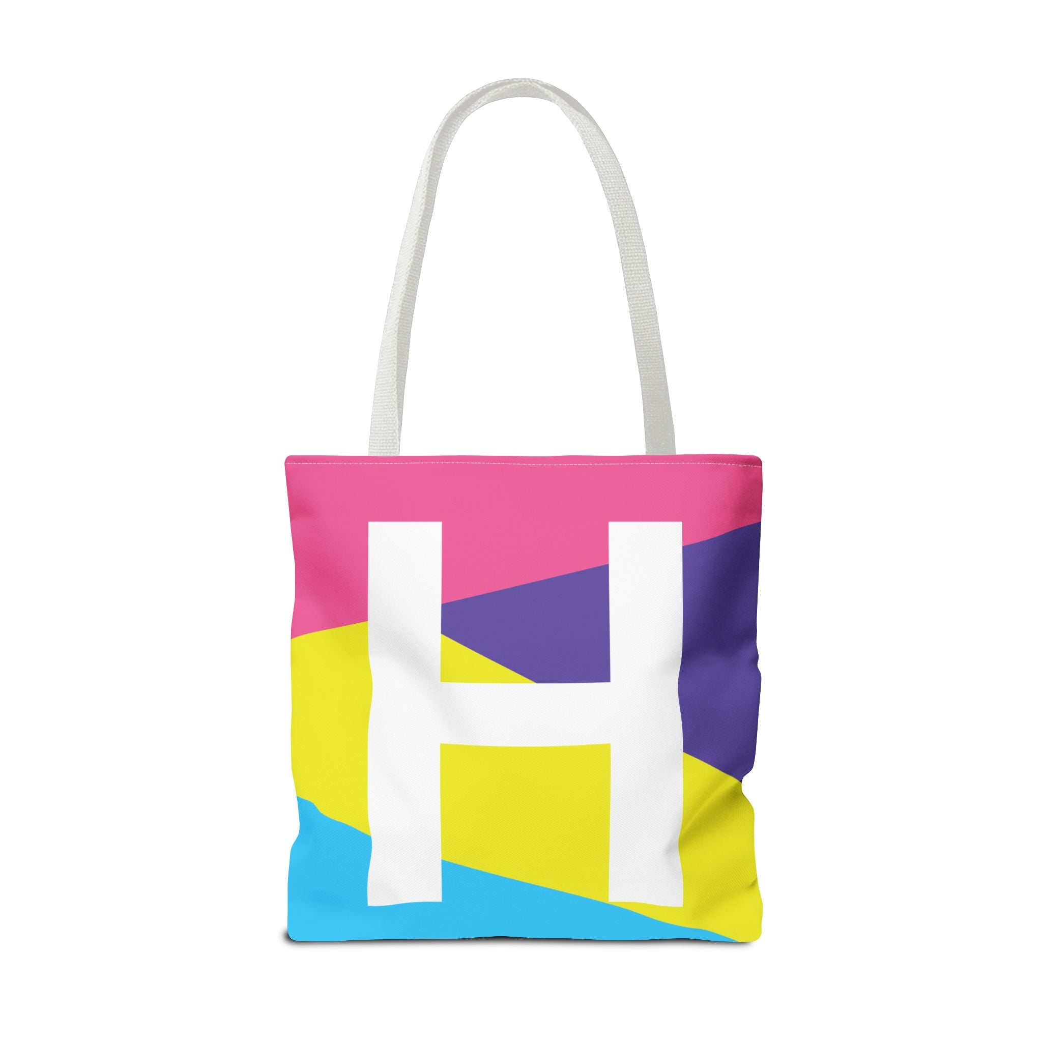 Monogram 'H' Colorblock Tote Bag — Personalized Initial H Shoulder Tote