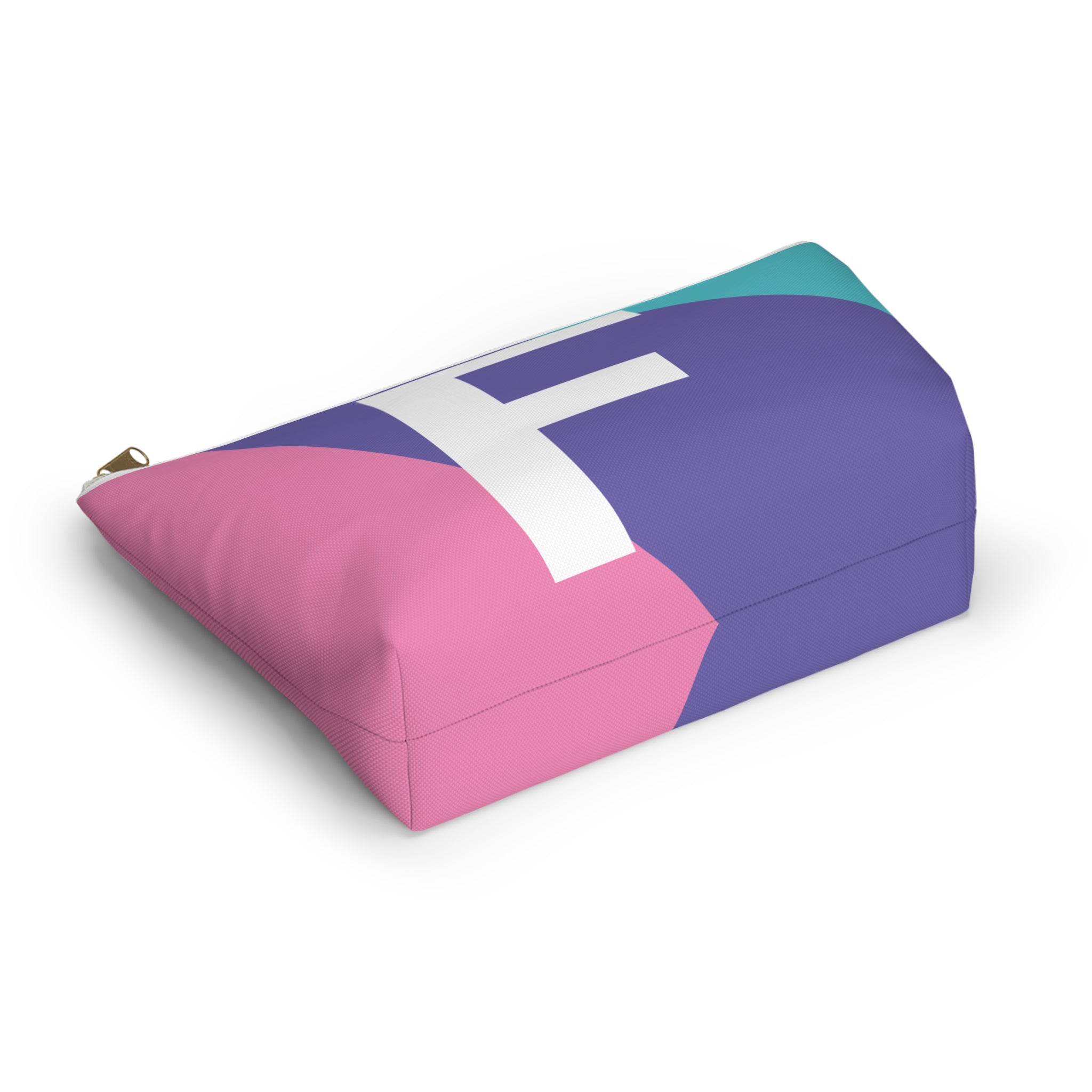 Initials Colorblock Accessory Pouch — Monogram F T-Bottom Cosmetic Bag