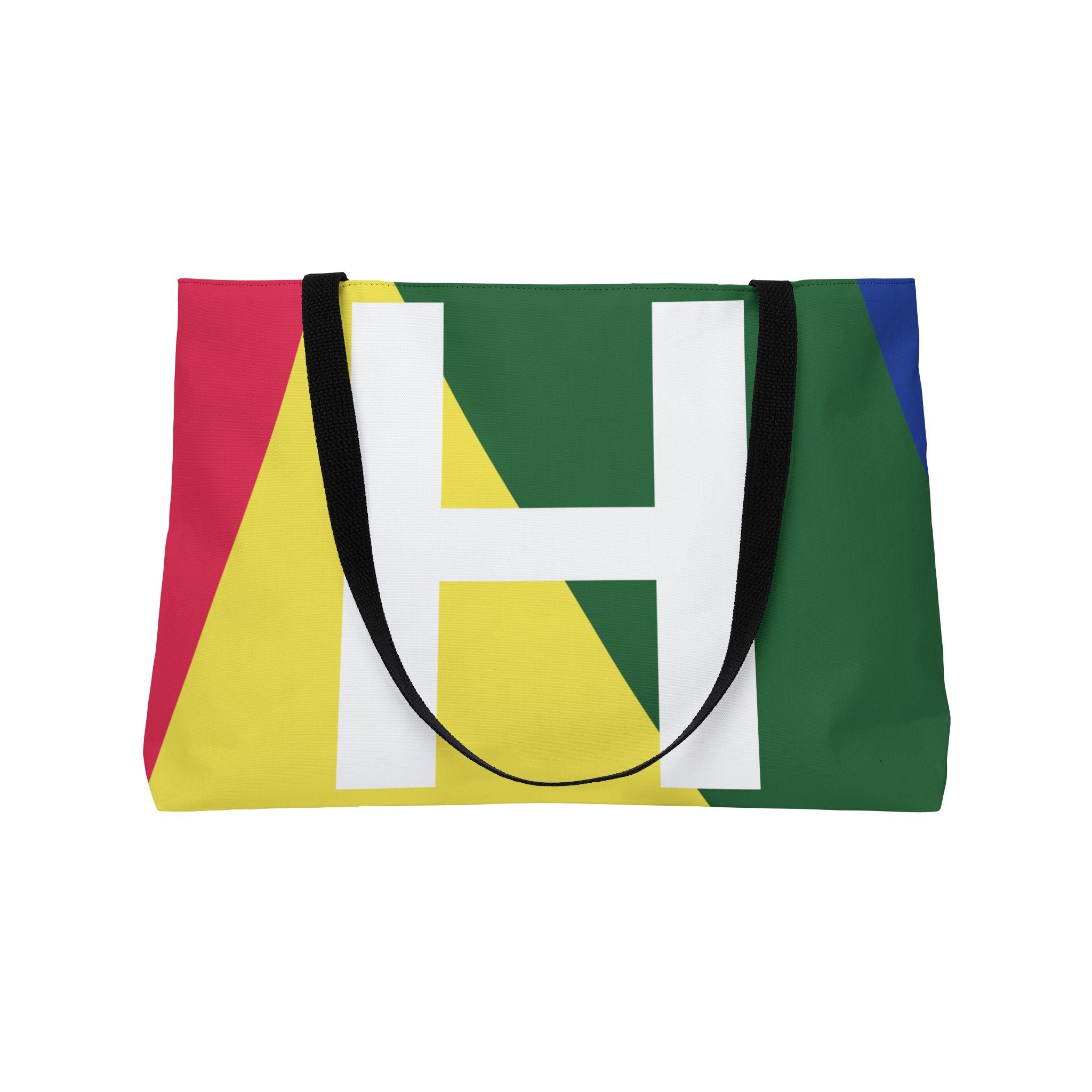 Personalized 'H' Colorblock Tote Bag — Monogram Weekender Tote