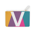 Initial V Mini Clutch — Colorblock Monogram Wristlet Wallet