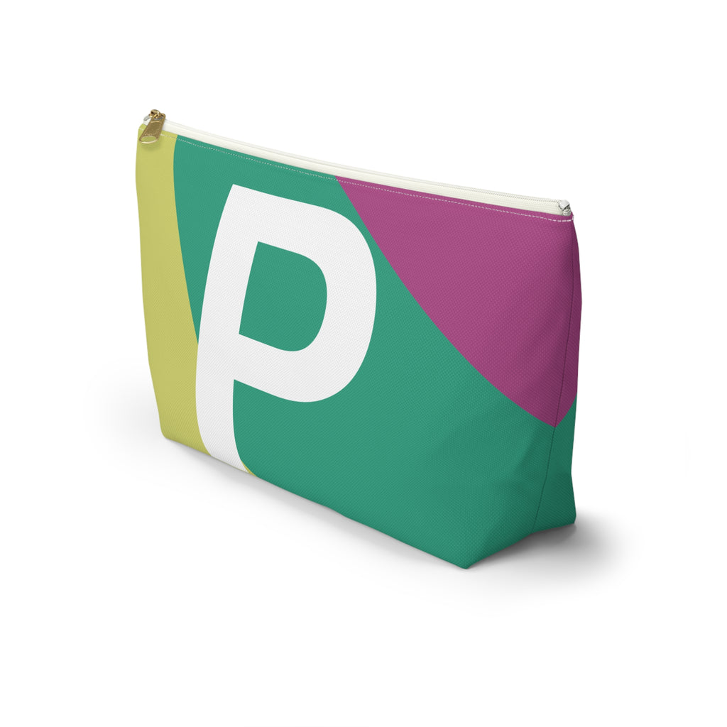 Initials Colorblock Accessory Pouch — Monogram P T-Bottom Cosmetic Bag