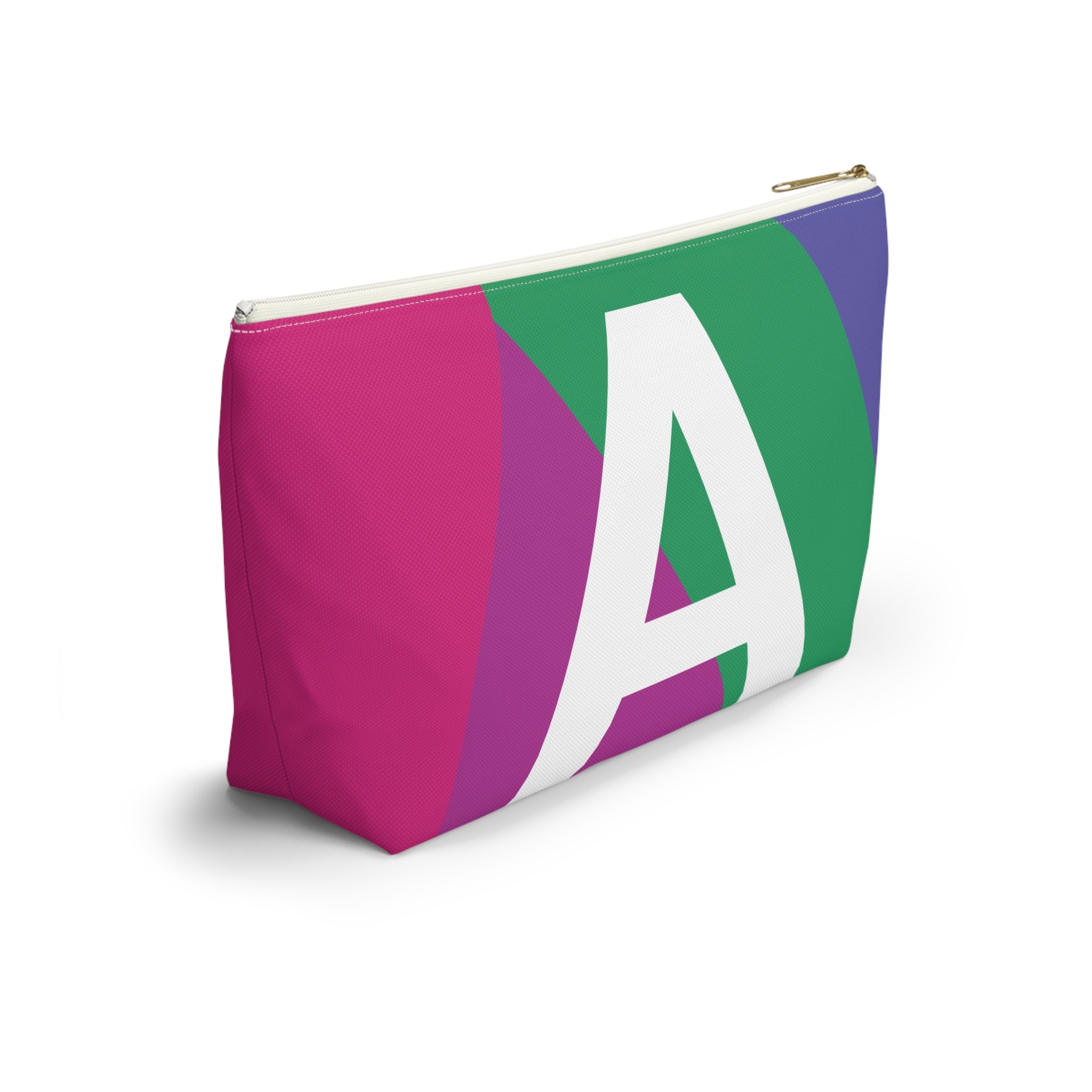 Initials Colorblock Accessory Pouch — Monogram A T-Bottom Cosmetic Bag