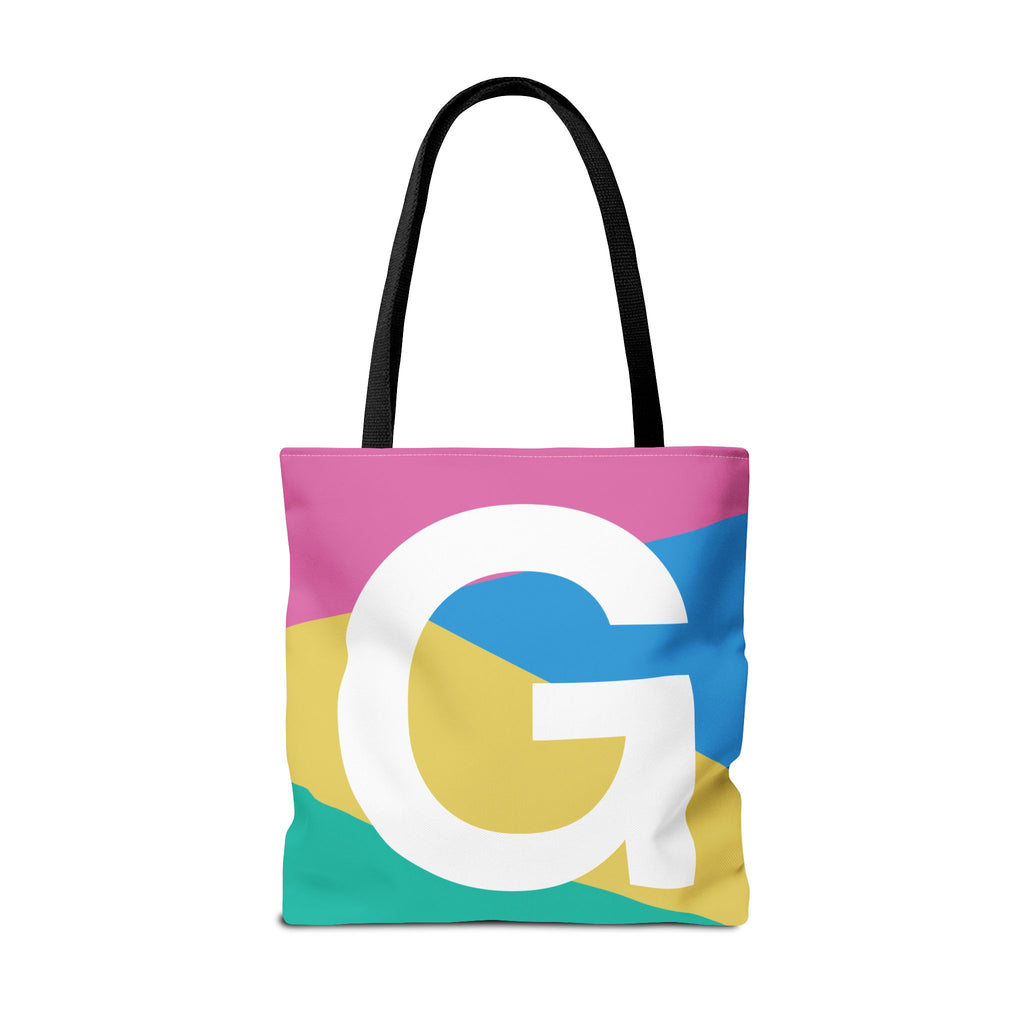 Monogram 'G' Colorblock Tote Bag — Personalized Initial G Shoulder Tote