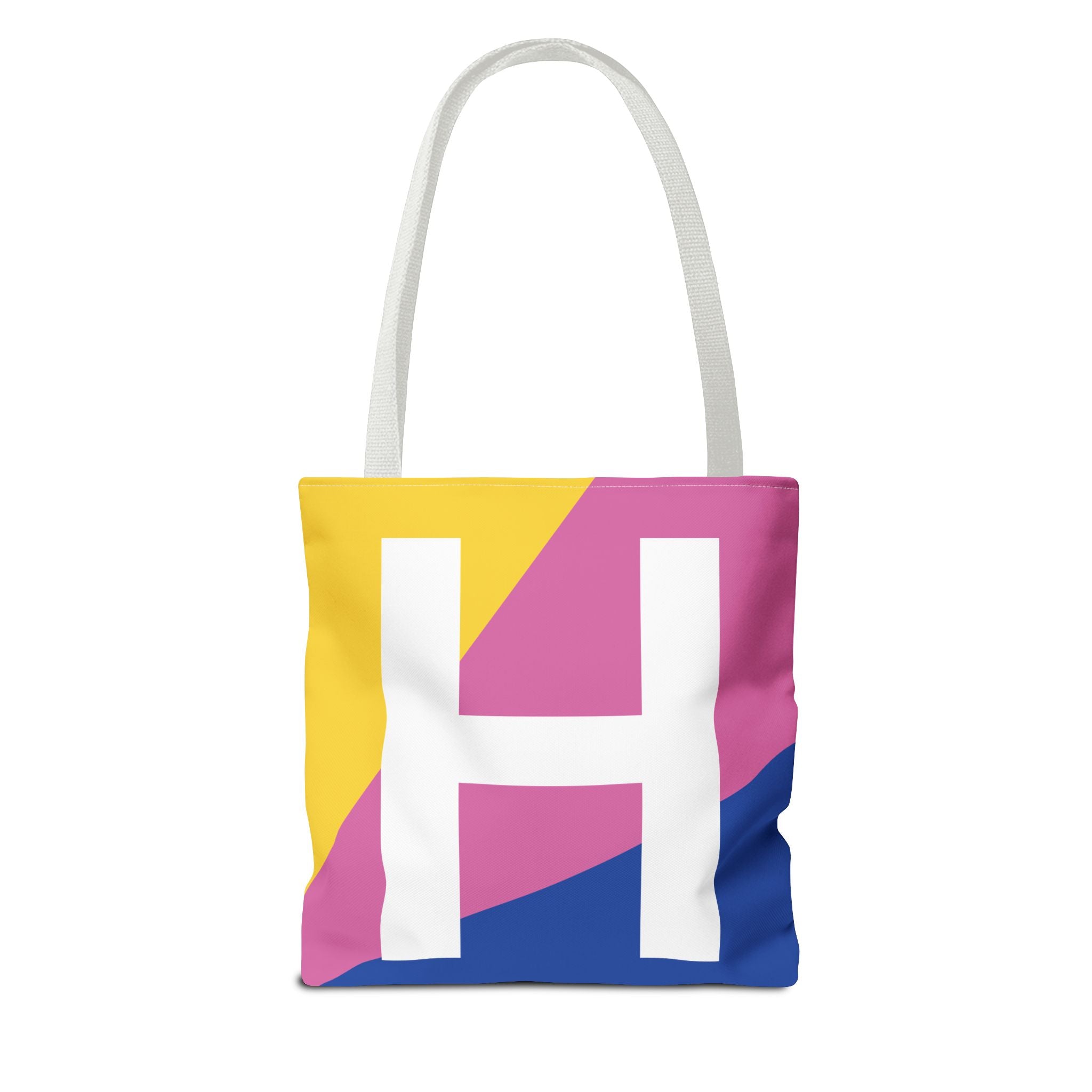 Monogram 'H' Colorblock Tote Bag — Personalized Initial H Shoulder Tote